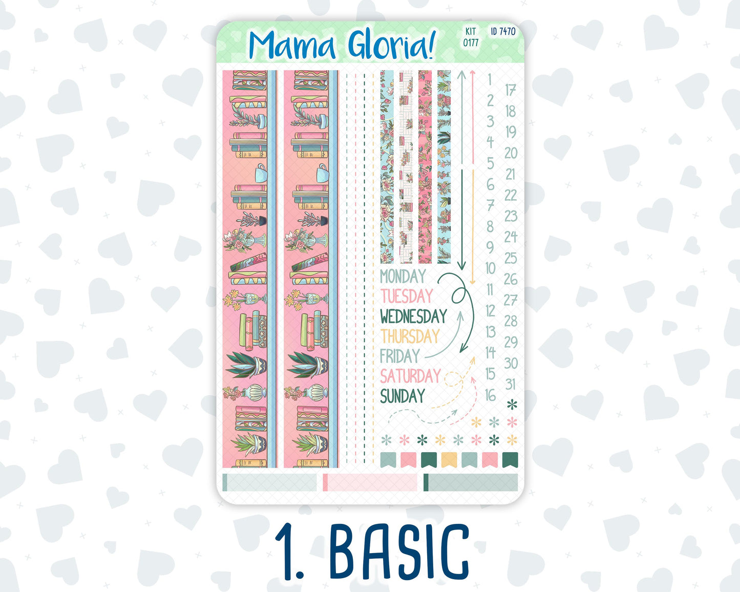 Kit 0177 - 7x9 Compact Vertical - Books&Roses - Weekly