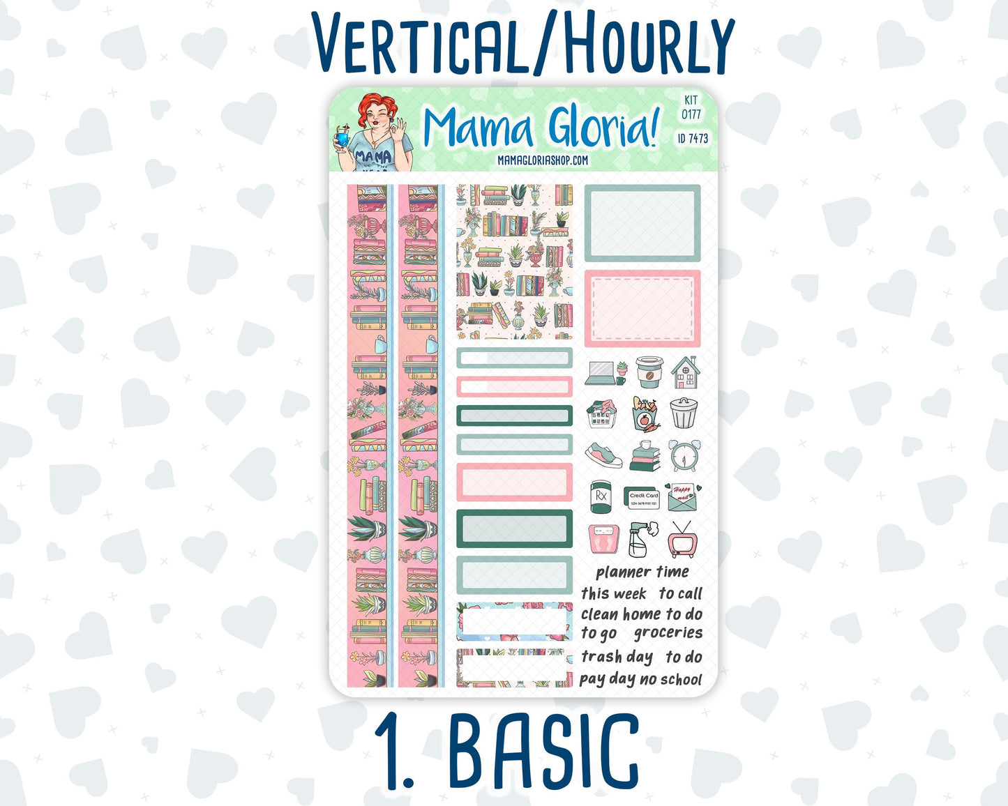 Kit 0177 - 7x9 - Books&Roses - Weekly Kit For Planners