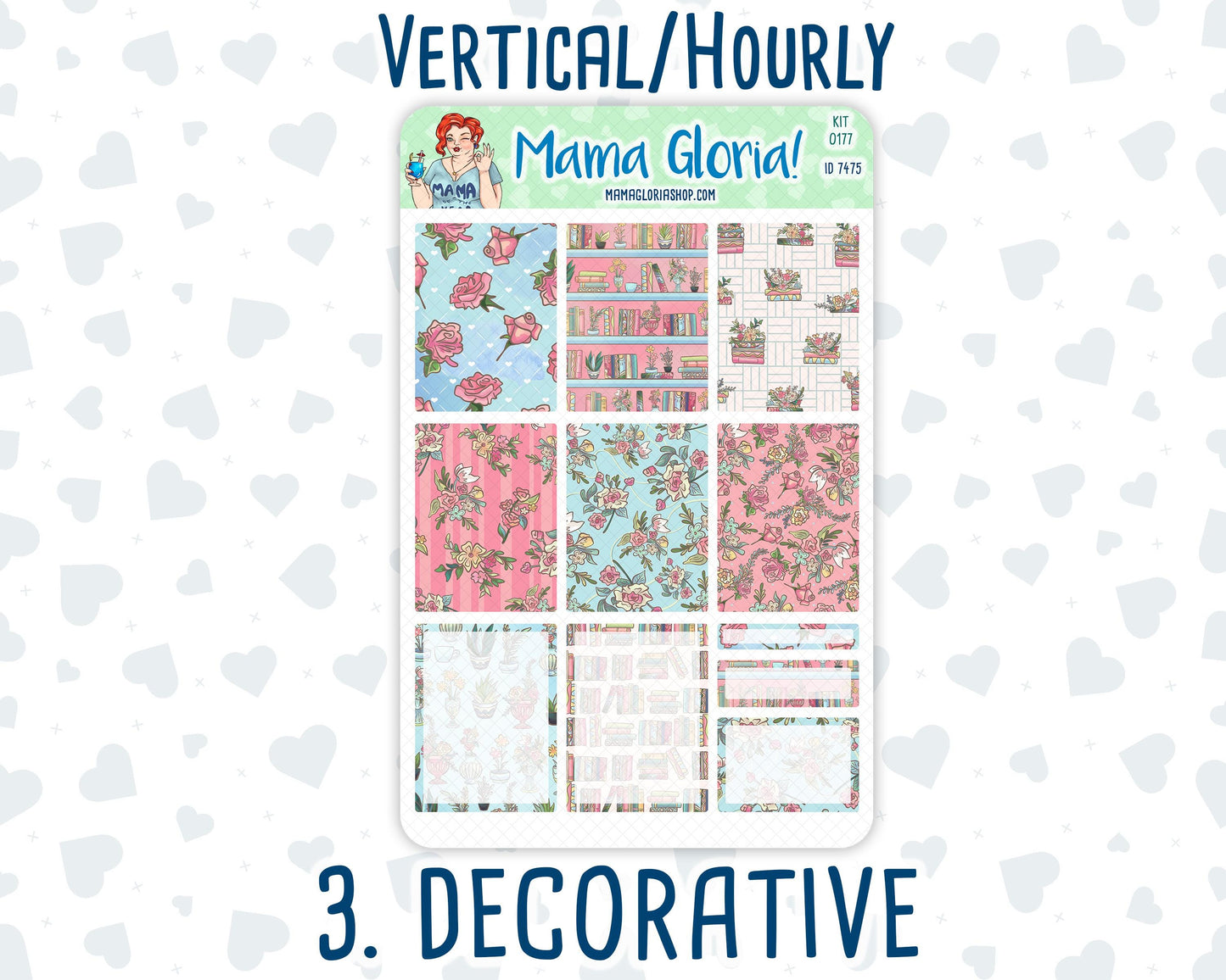 Kit 0177 - 7x9 - Books&Roses - Weekly Kit For Planners