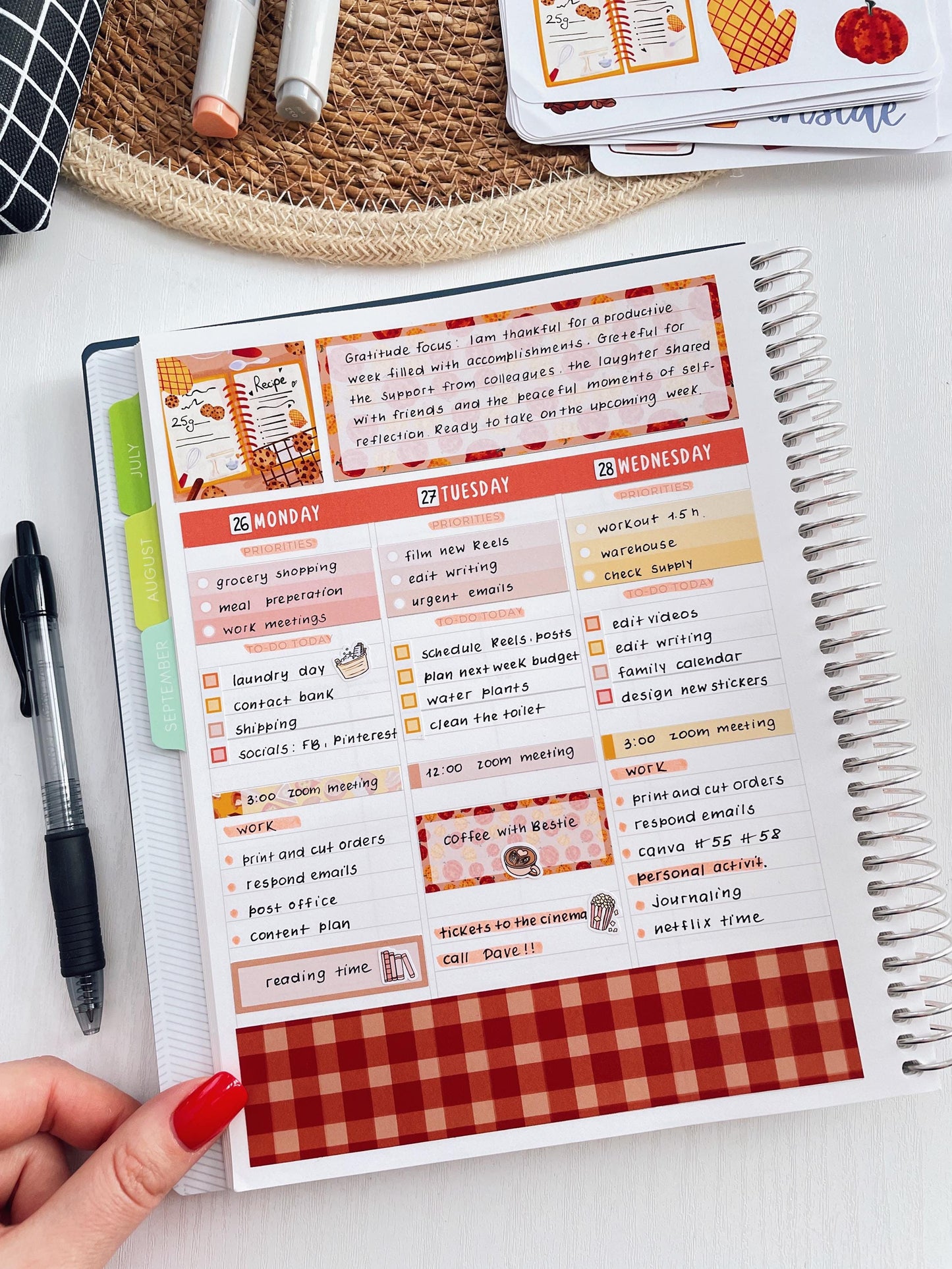 Kit 0240 - 7x9 - Vertical Priorities - Plum Paper - Weekly Kit - November - Cozy Thanksgiving
