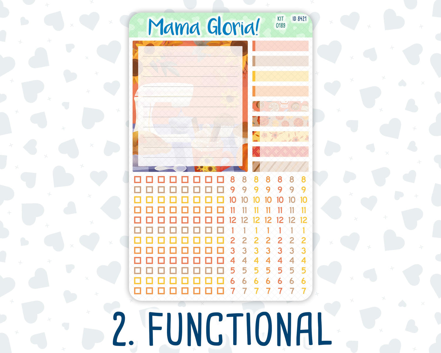 Kit 0189 - 7x9 Compact Vertical - Fall Backing - October - Weekly