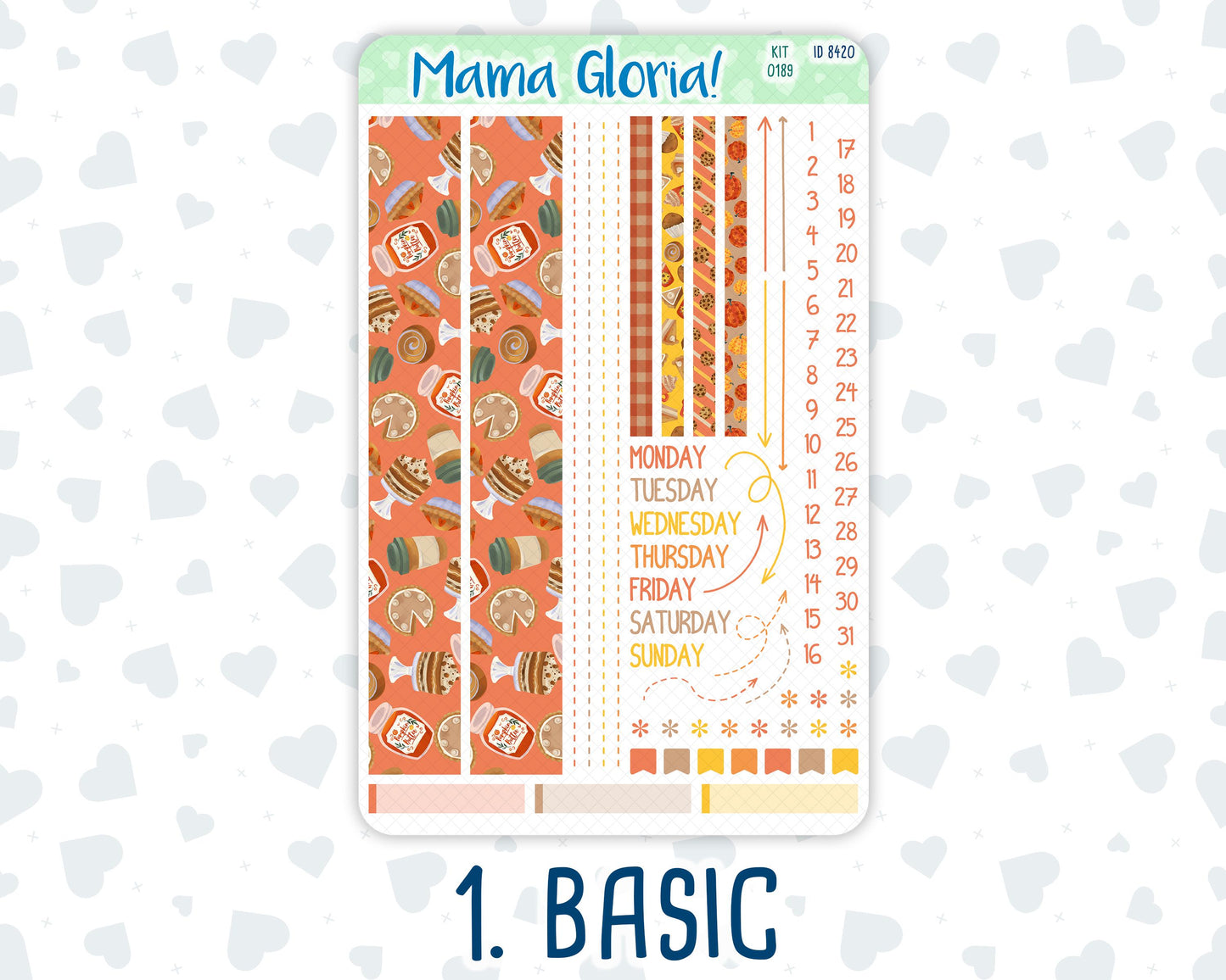 Kit 0189 - 7x9 Compact Vertical - Fall Backing - October - Weekly