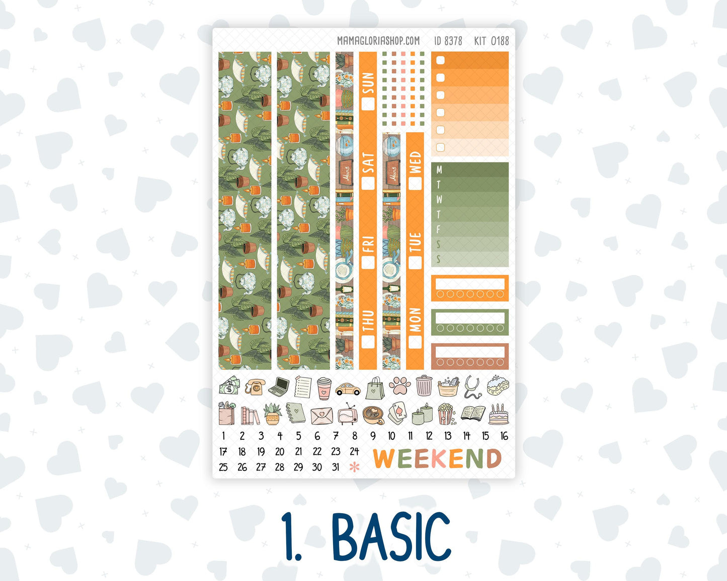 Kit 0188 Hobonichi Cousin – Weekly Kit – 1.3” Wide Columns - Cozy Nights - Fall- Autumn