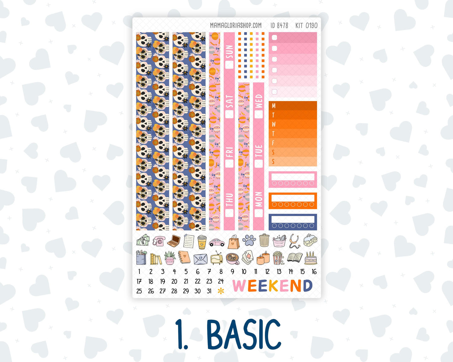 Kit 0190 Hobonichi Cousin – Weekly Kit – 1.3” Wide Columns - Halloween Spooktacular - Fall- Autumn