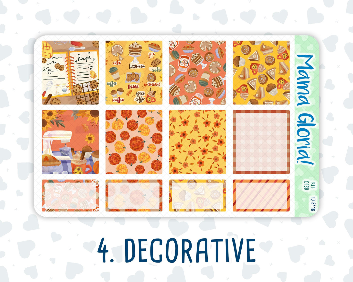 Kit 0189 - 7x9 - Fall Backing - Weekly Kit For EC Horizontal Planners - Fall- Autumn
