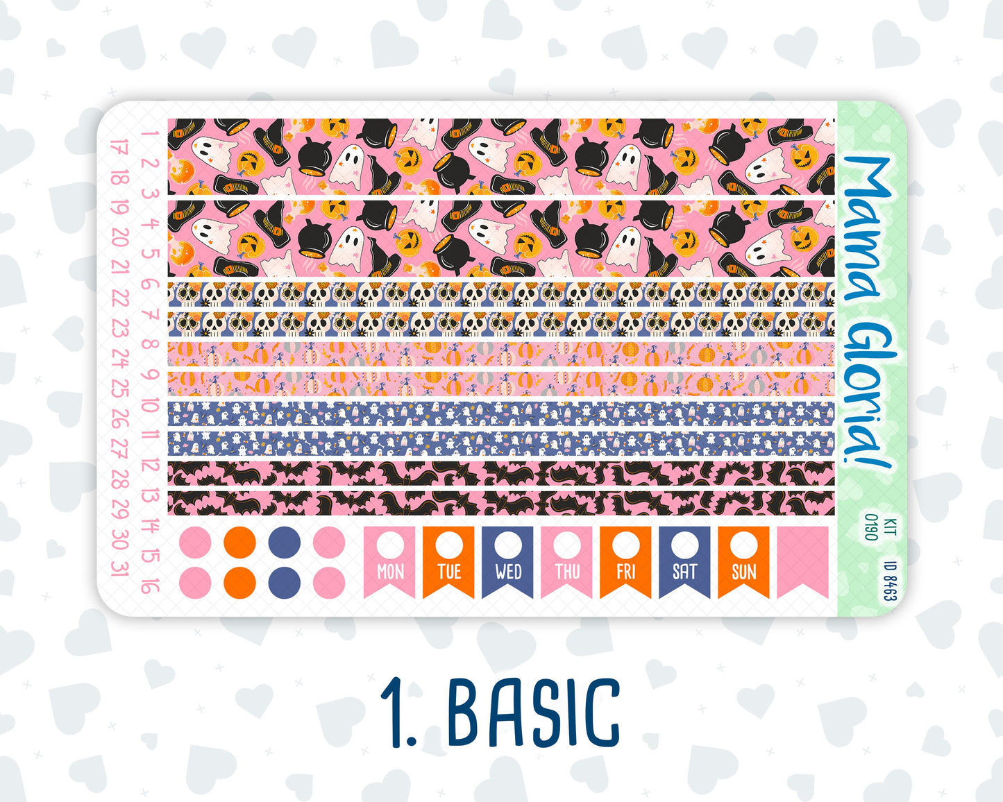 Kit 0190 - 7x9 - Halloween Spooktacular - Weekly Kit For EC Horizontal Planners - Fall- Autumn