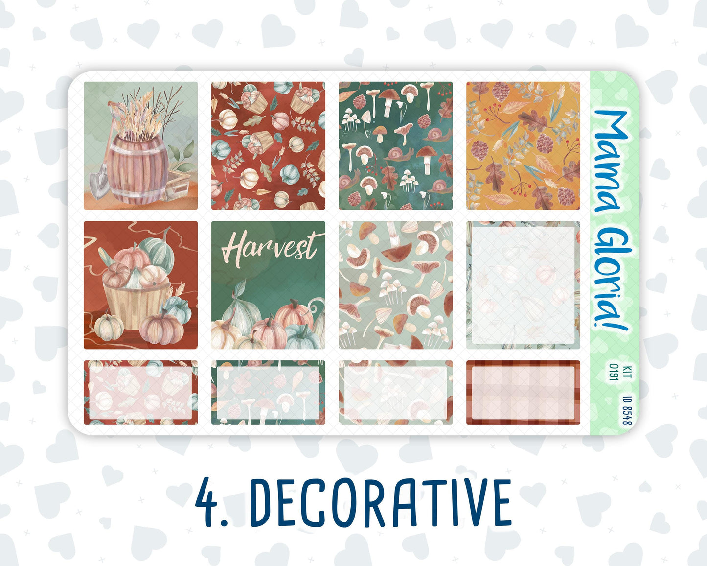 Kit 0191 - 7x9 - Autumn Harvest - Weekly Kit For EC Horizontal Planners - Fall- Autumn