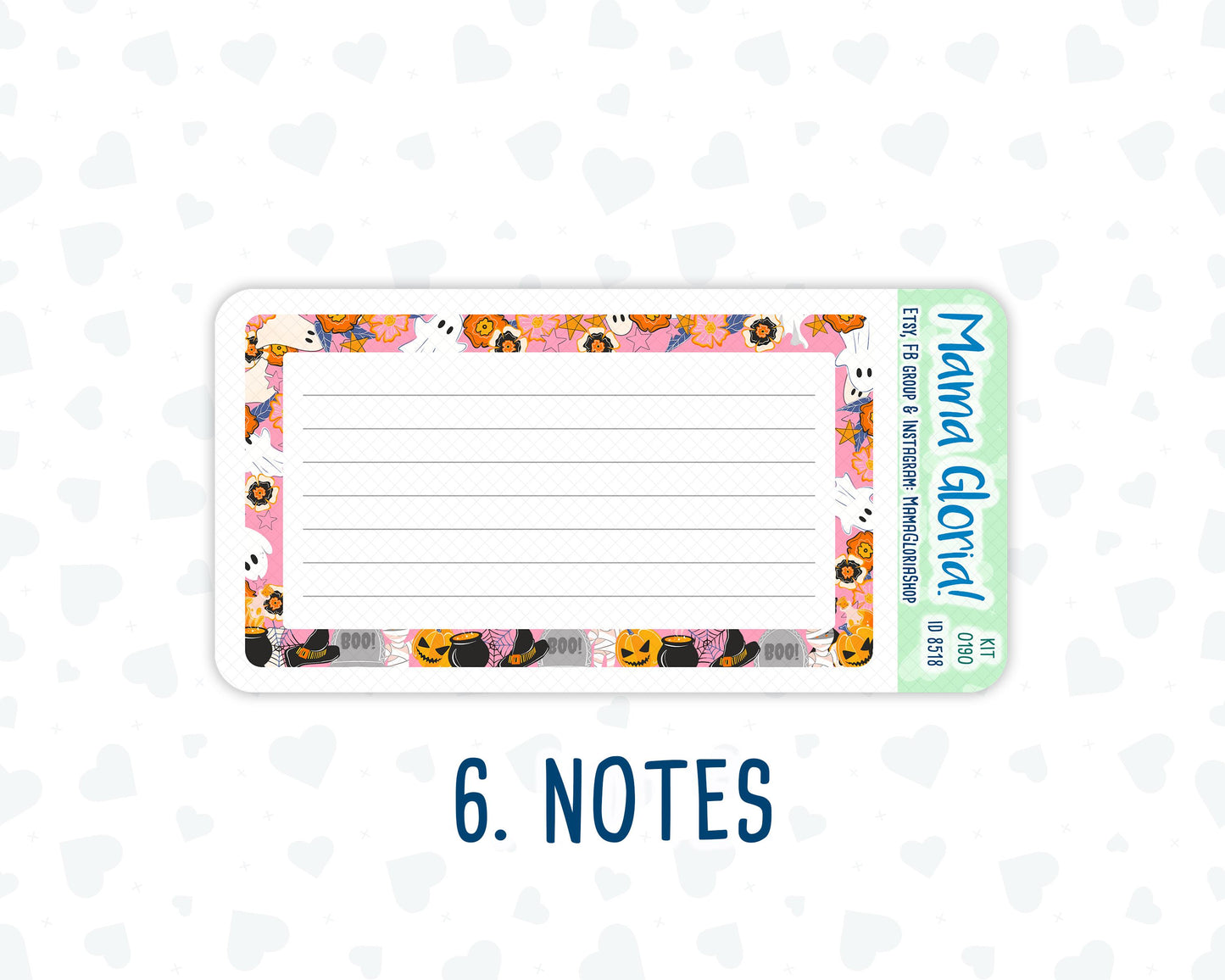 Kit 0190 - A5 - Halloween Spooktacular - October - Autumn- Notes Pages - Dashboard Kit - Productivity Page
