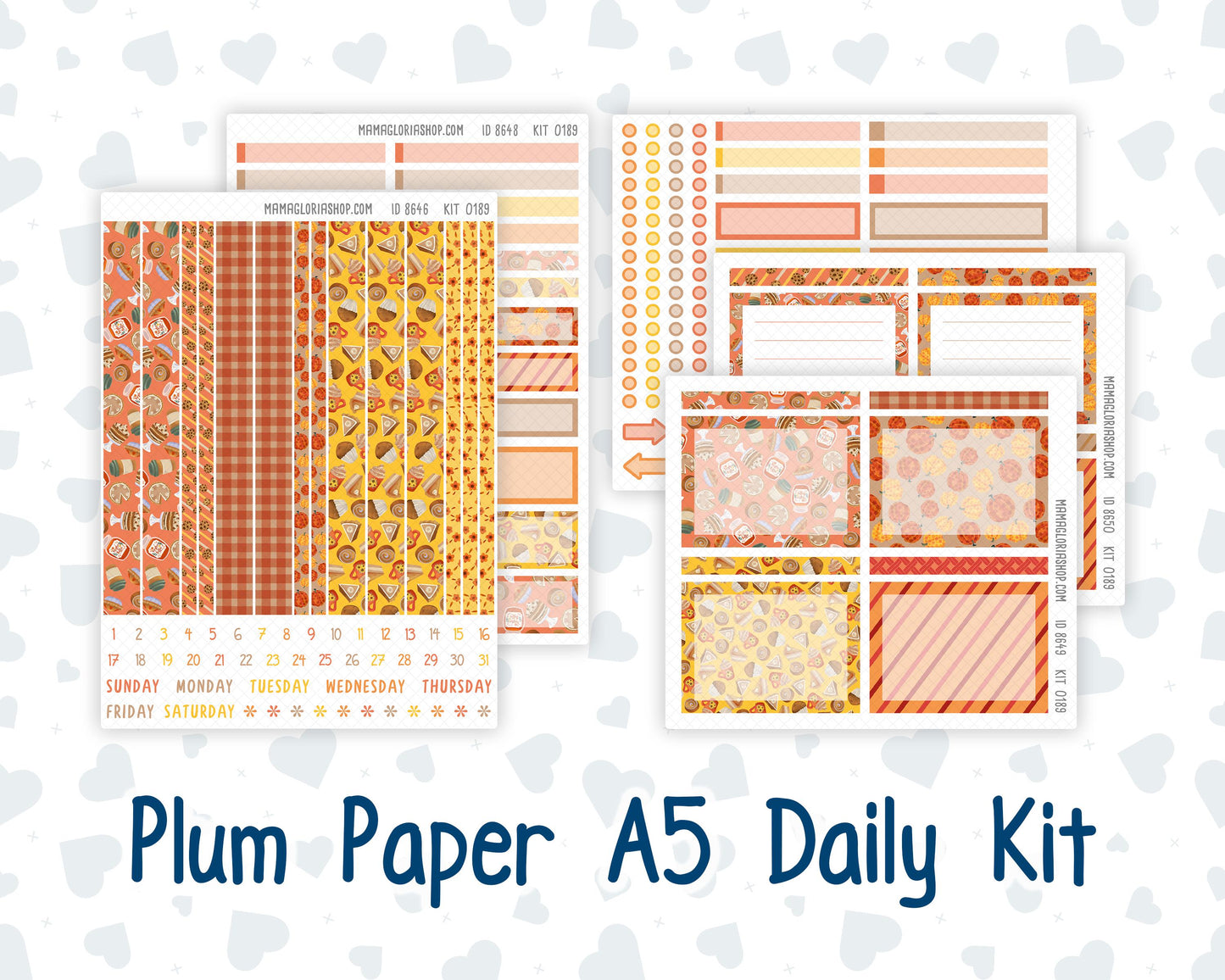 Kit 0189 A5 Plum Paper Daily - Fall Backing - October - Fall - Autumn - Planner