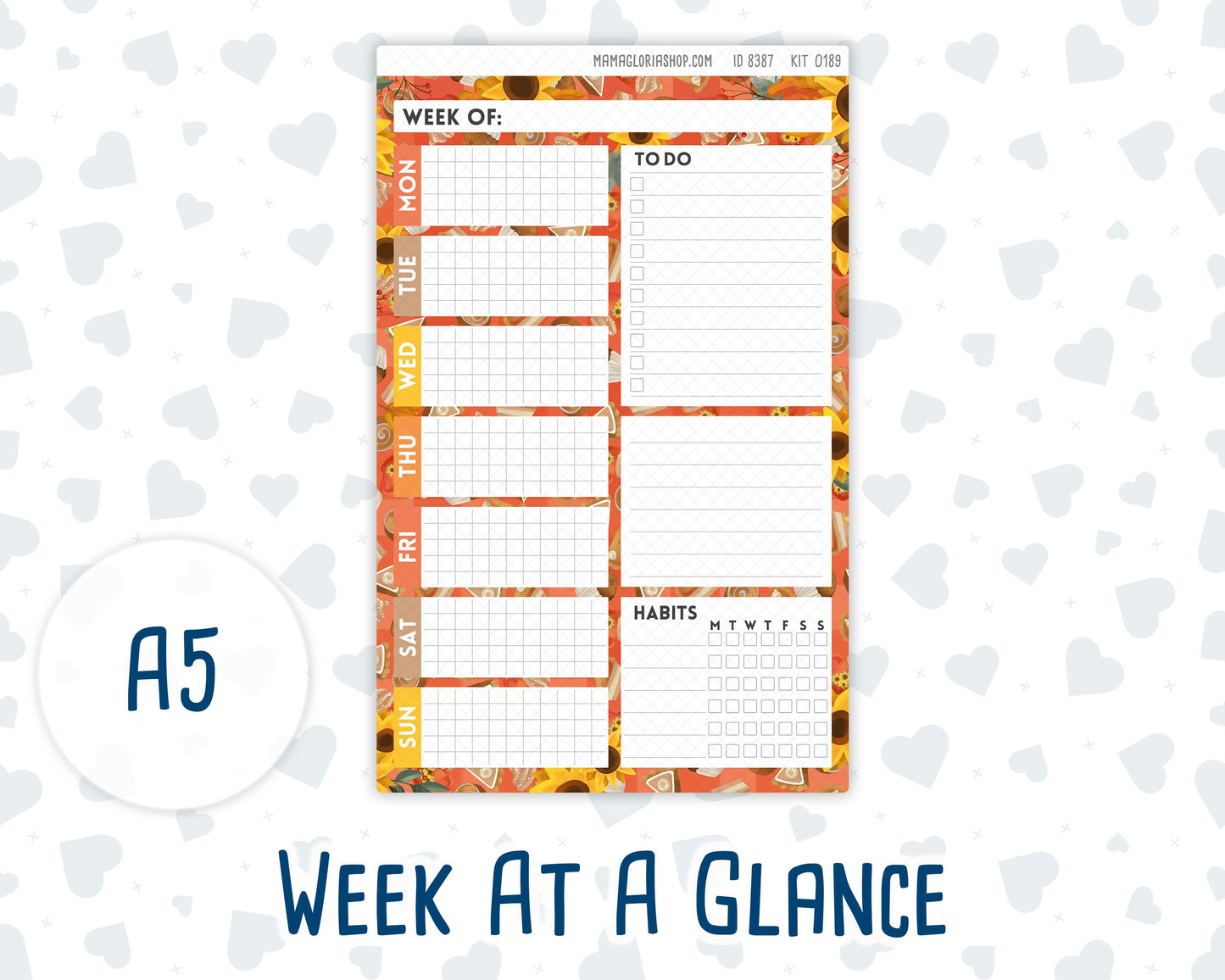 Kit 0189 A5 Plum Paper Daily - Fall Backing - October - Fall - Autumn - Planner