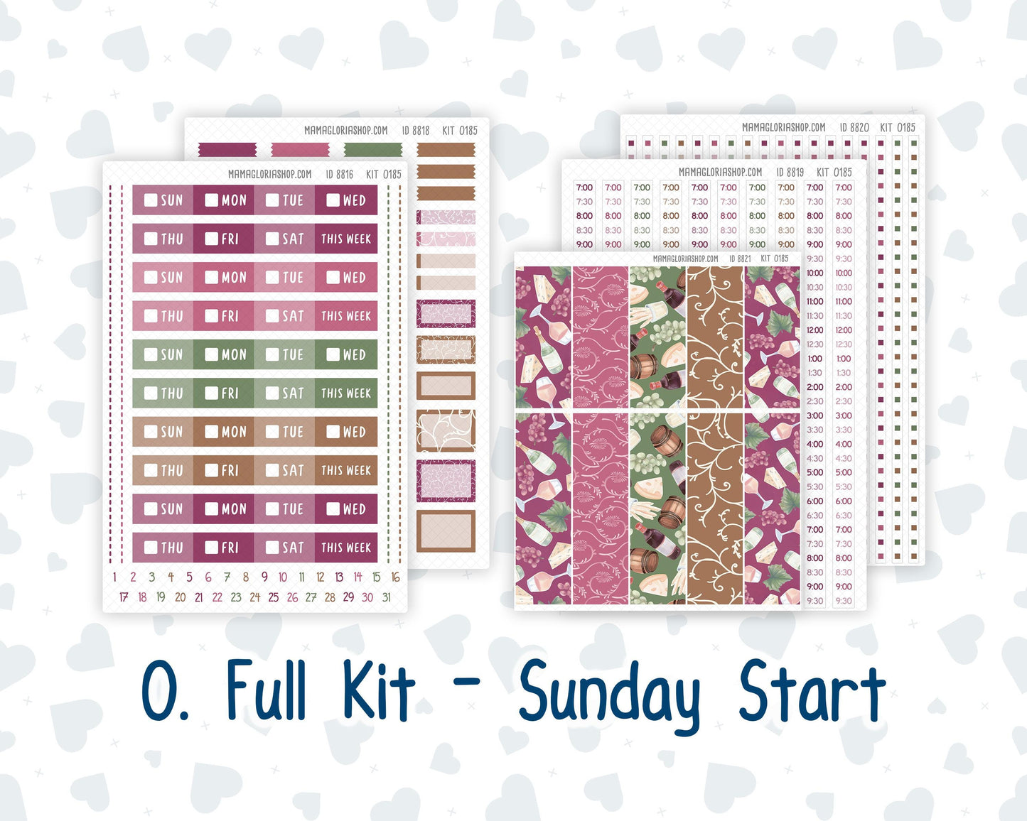 Kit 0185 Laurel Denise Standard Size – Weekly - Vertical Layout - Wine Time - September - Fall