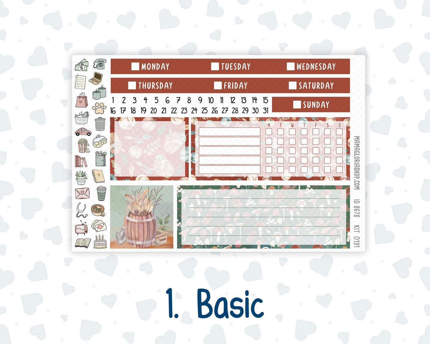 Kit 0191 7x9 Plum Paper Vertical Priorities - Autumn Harvest - October - Fall - Planner