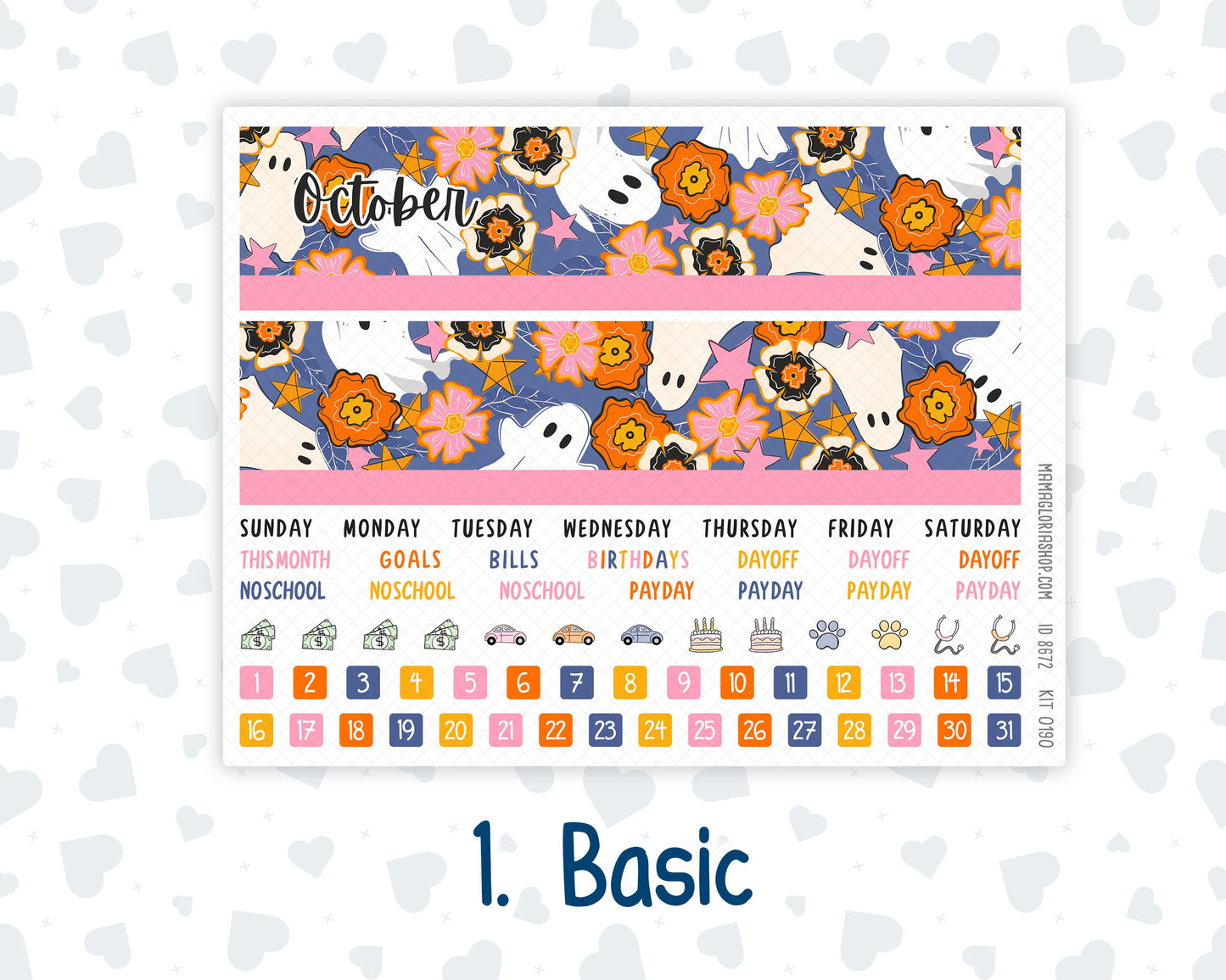 EC 8.5x11 - Kit 0190 - Halloween Spooktacular - October - For Erin Condren Planners
