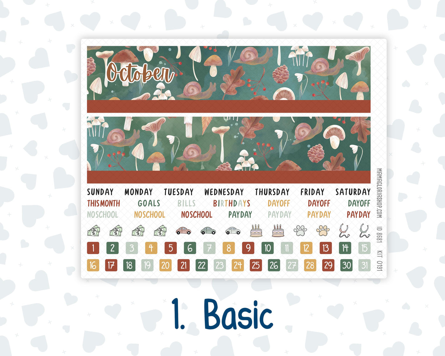 EC 8.5x11 - Kit 0191 - Autumn Harvest - October - For Erin Condren Planners