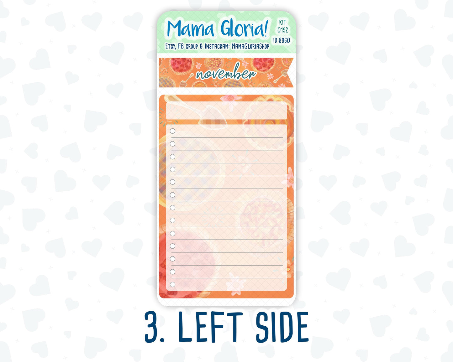 Kit 0192 - 7x9 - Thanksgiving - November- Autumn- Notes Pages - Dashboard Kit - Productivity Page