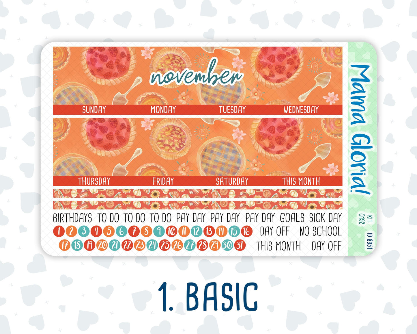 Kit 0192 - 7x9 - Monthly - Thanksgiving - November - Fall- For EC Planners