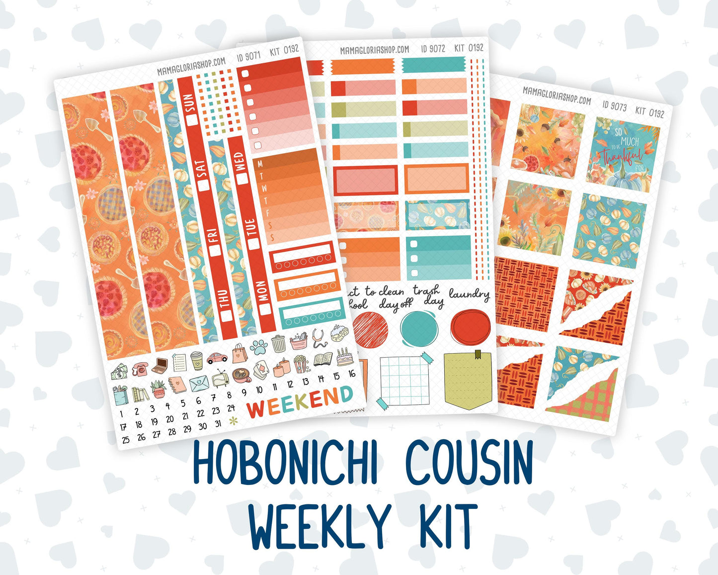 Kit 0192 Hobonichi Cousin – Weekly Kit – 1.3” Wide Columns - Thanksgiving - November - Fall