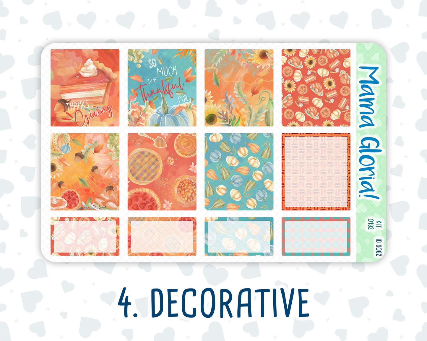 Kit 0192 - 7x9 - Thanksgiving - Weekly Kit For EC Horizontal Planners - Fall- Autumn - November