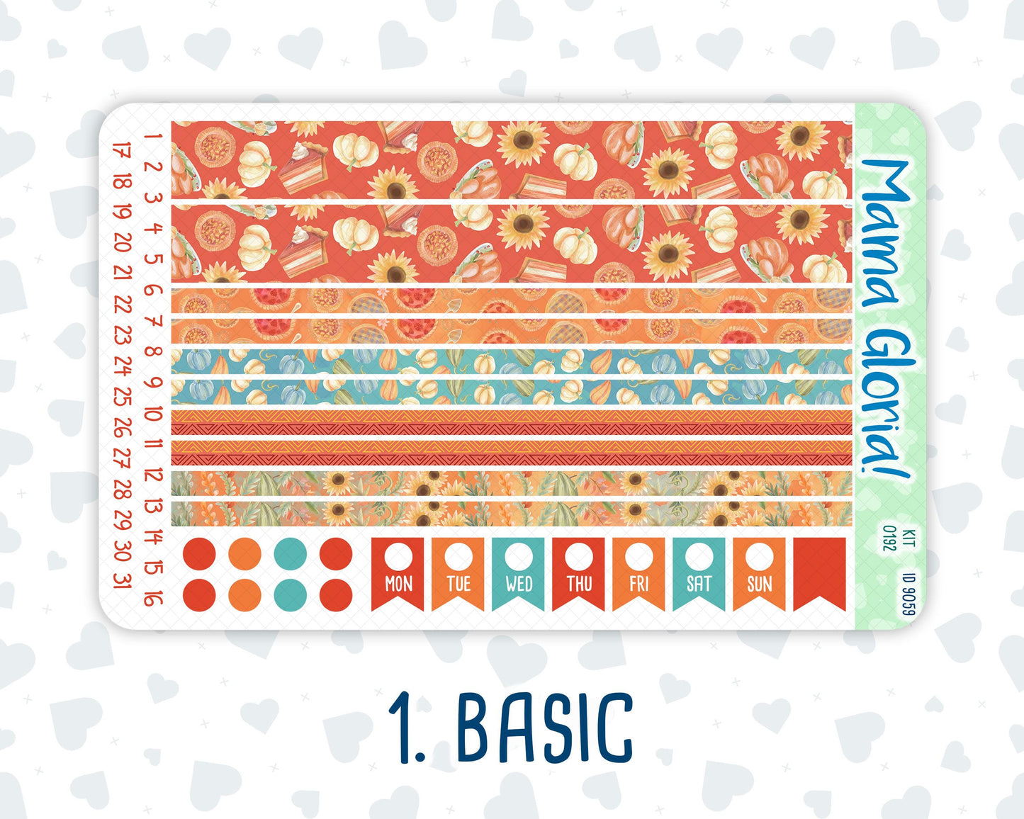 Kit 0192 - 7x9 - Thanksgiving - Weekly Kit For EC Horizontal Planners - Fall- Autumn - November
