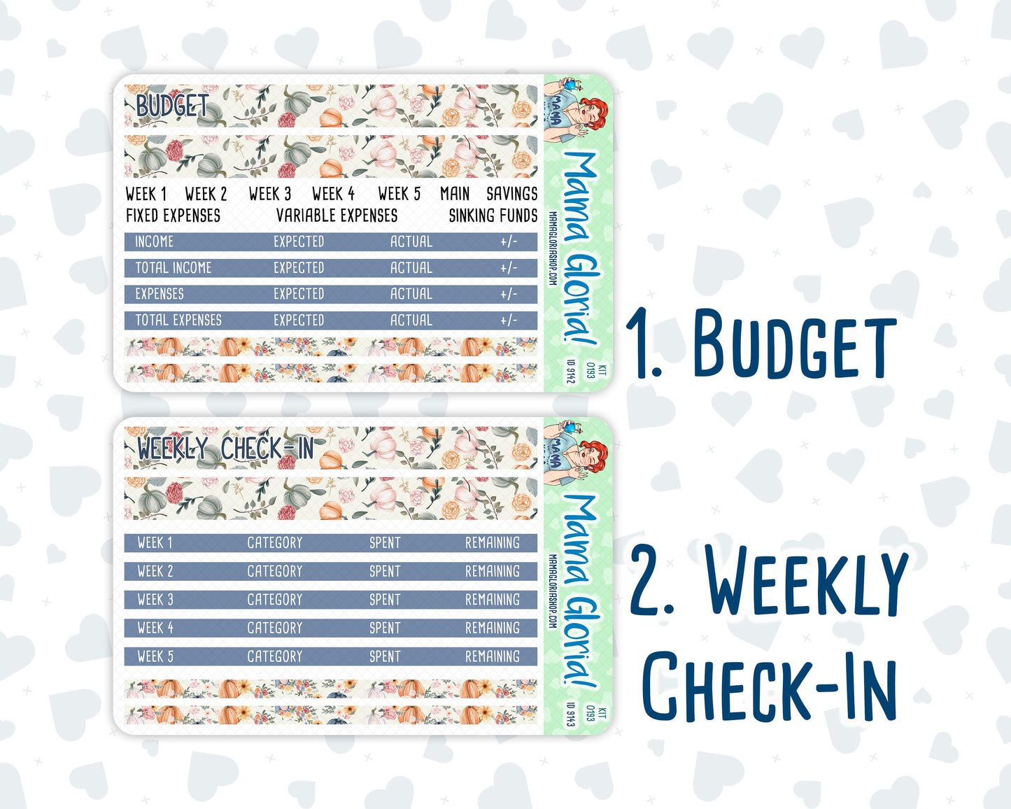 Kit 0193- Budget - Harvest Blooms- For 7x9 & A5 Planners - Notebooks