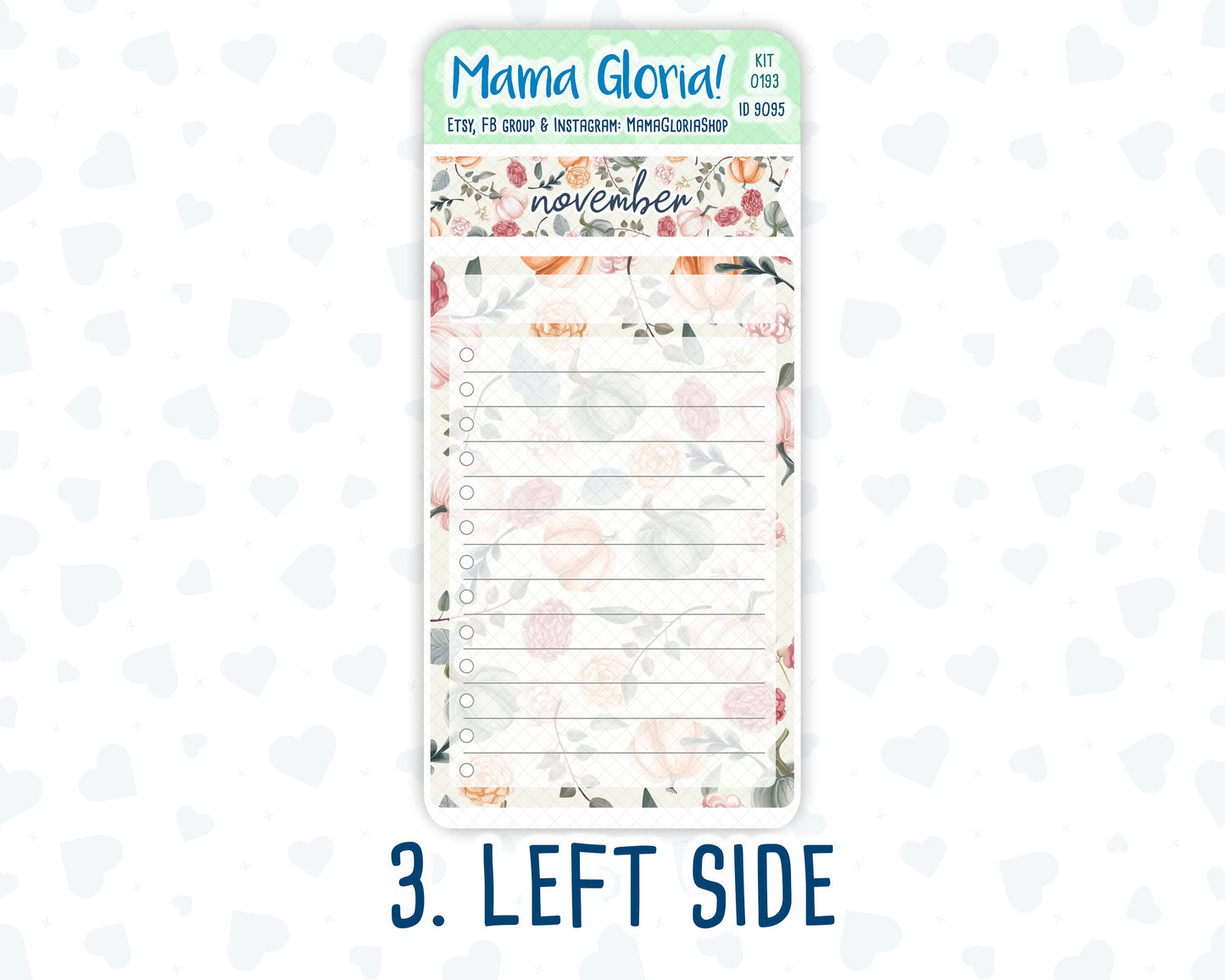 Kit 0193 - 7x9 - Harvest Blooms- November- Autumn- Notes Pages - Dashboard Kit - Productivity Page