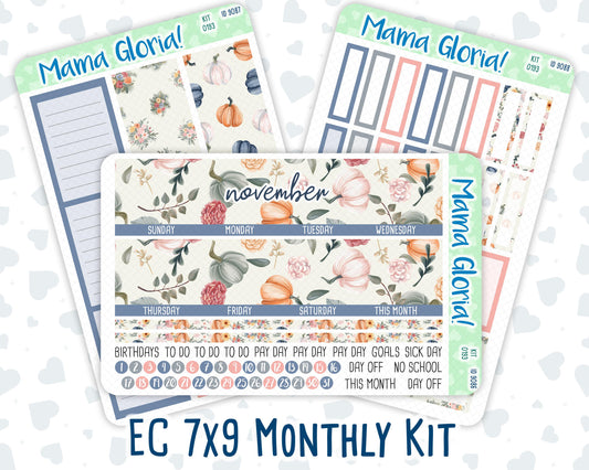 Kit 0193 - 7x9 - Monthly - Harvest Blooms - November - Fall- For EC Planners