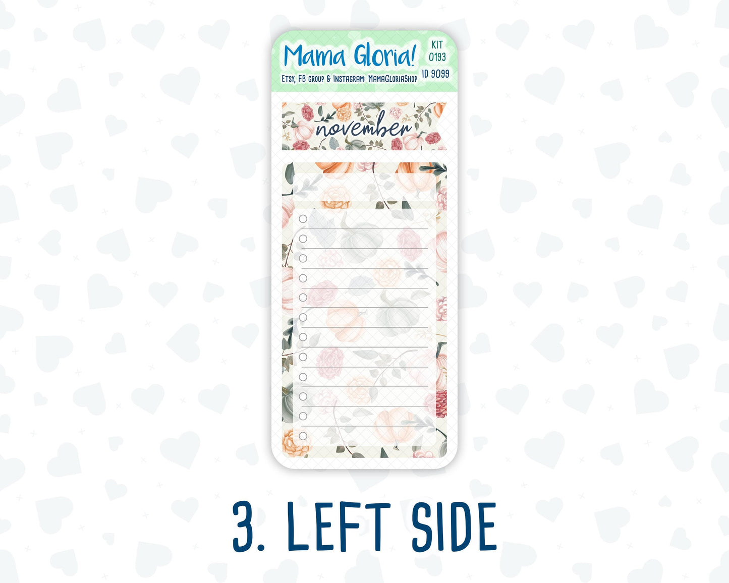 Kit 0193 - A5 - Harvest Blooms - November - Autumn- Notes Pages - Dashboard Kit - Productivity Page