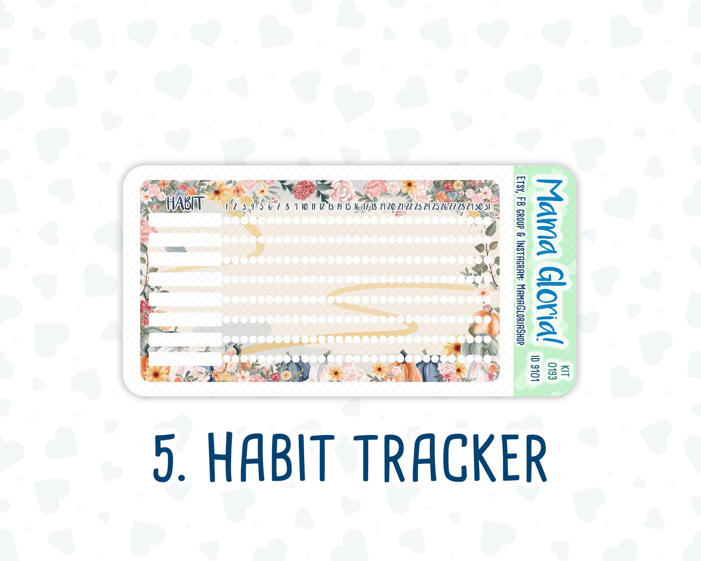 Kit 0193 - A5 - Harvest Blooms - November - Autumn- Notes Pages - Dashboard Kit - Productivity Page