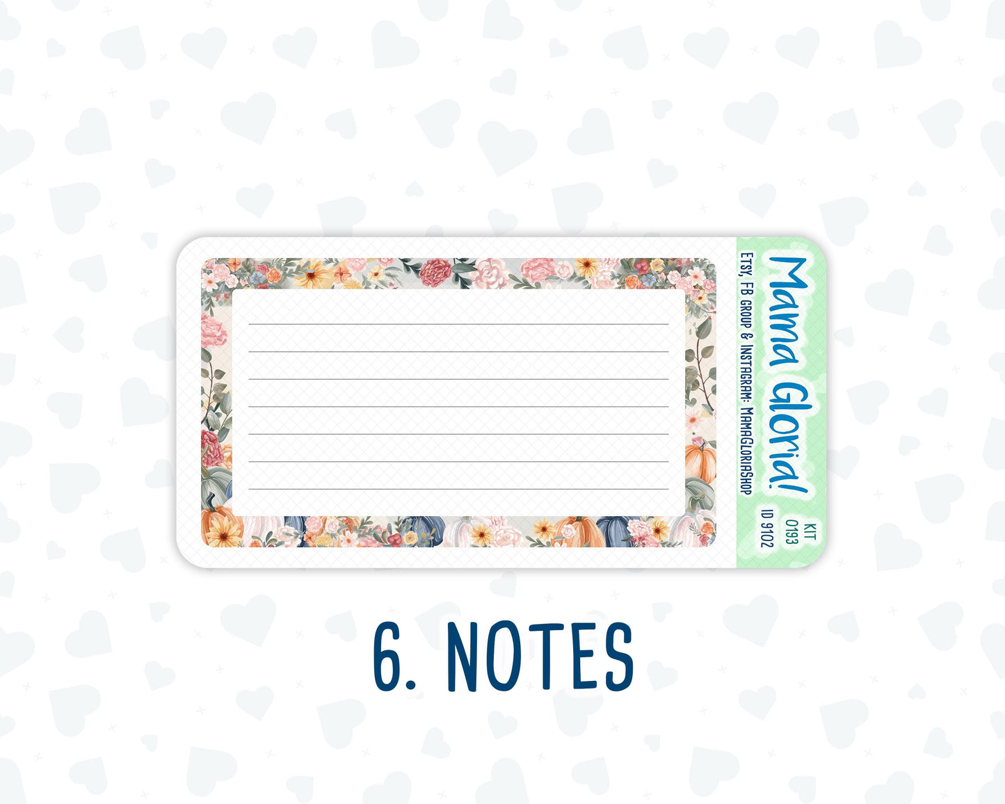 Kit 0193 - A5 - Harvest Blooms - November - Autumn- Notes Pages - Dashboard Kit - Productivity Page