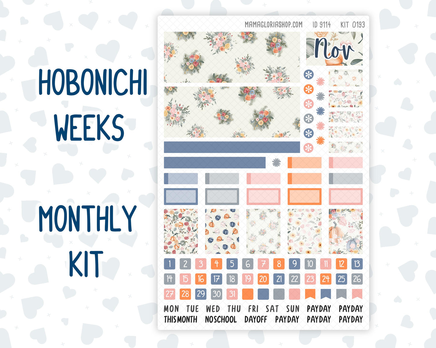 Kit 0193 Hobonichi Weeks – Monthly – Harvest Blooms- November - Fall