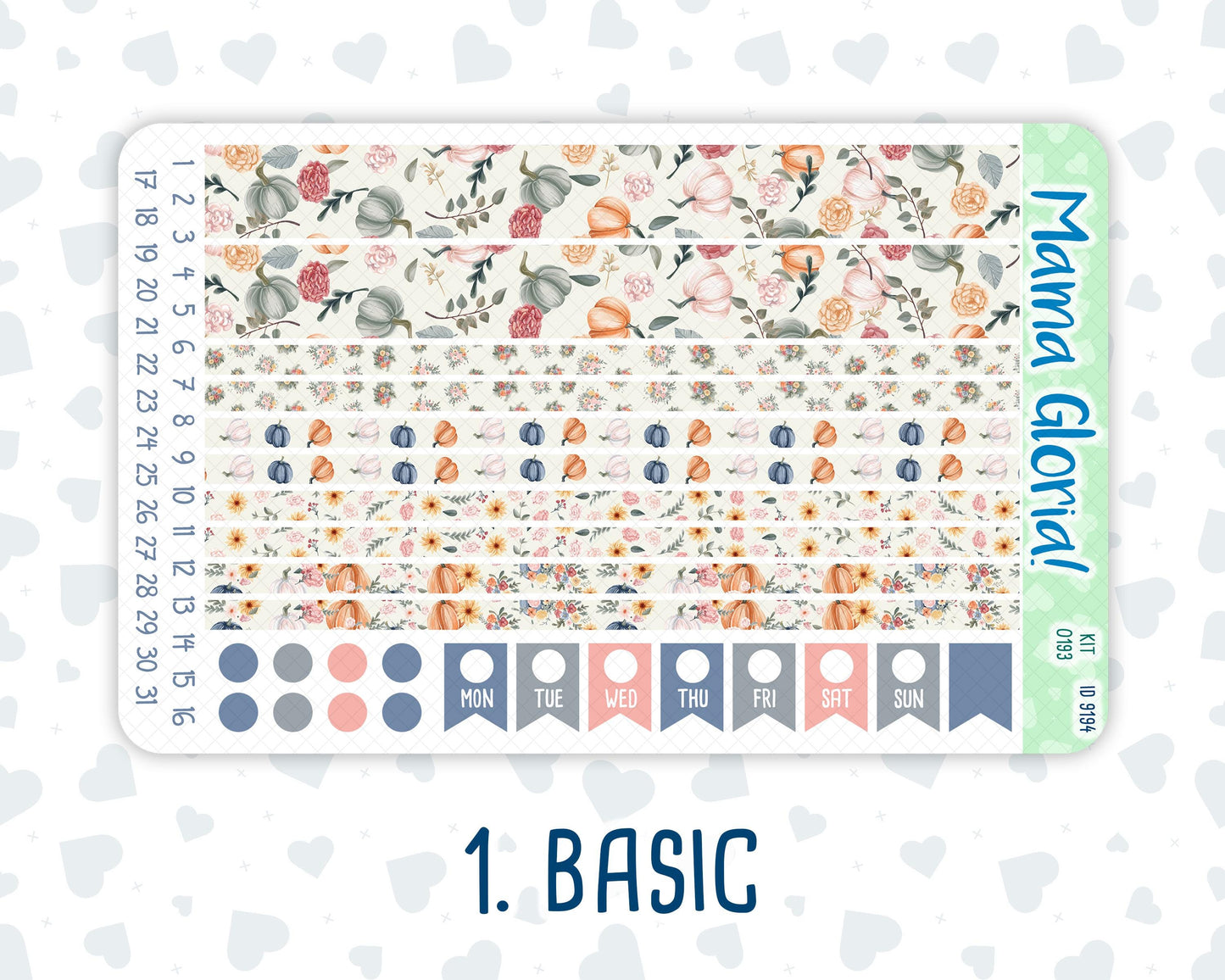 Kit 0193 - 7x9 - Harvest Blooms- Weekly Kit For EC Horizontal Planners - Fall- Autumn - November