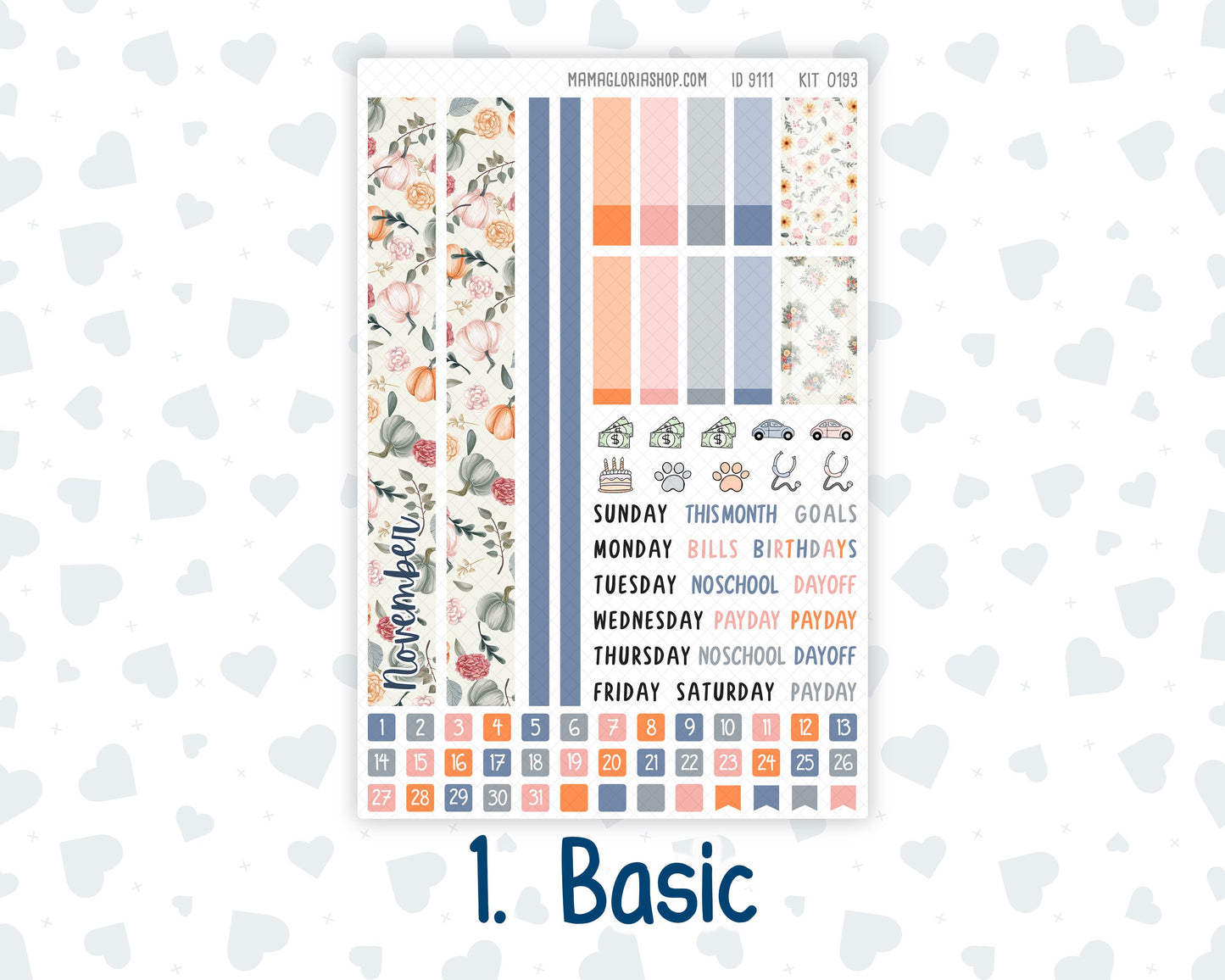 Kit 0193 Plum Paper 7x9 – Monthly - Harvest Blooms - November - Autumn