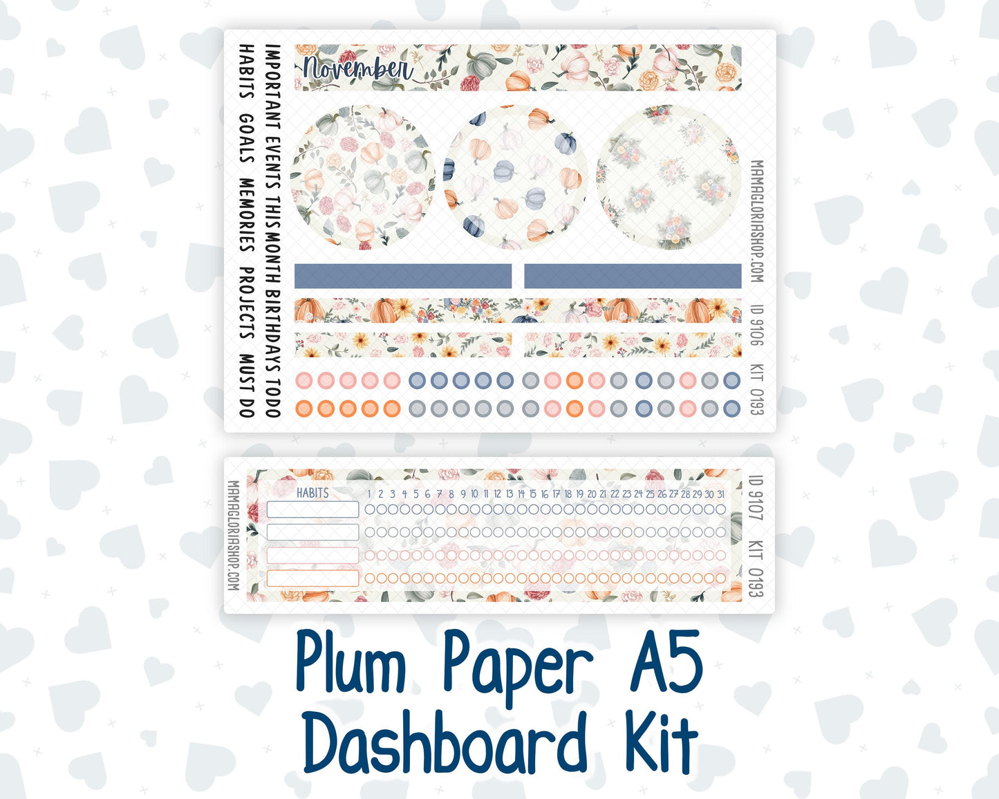 Kit 0193 Plum Paper A5– Dashboard - Harvest Blooms - November - Autumn