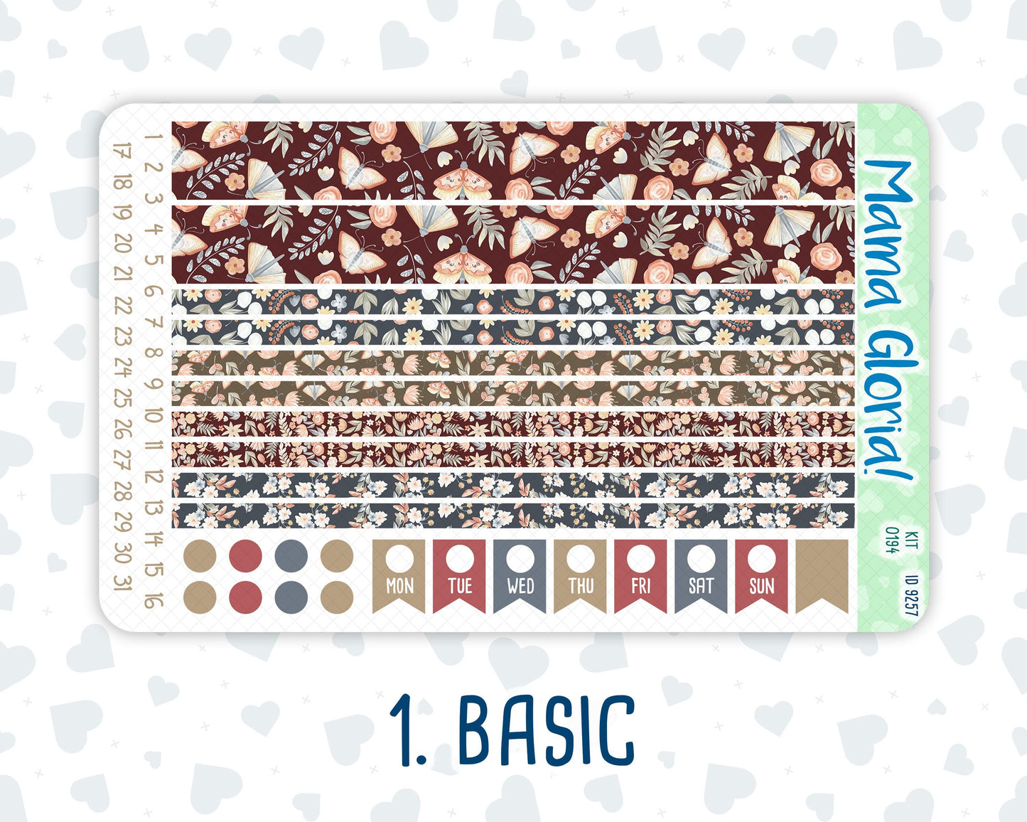 Kit 0194 - 7x9 - Floral Dreams - Weekly Kit For EC Horizontal Planners - Fall- Autumn - November