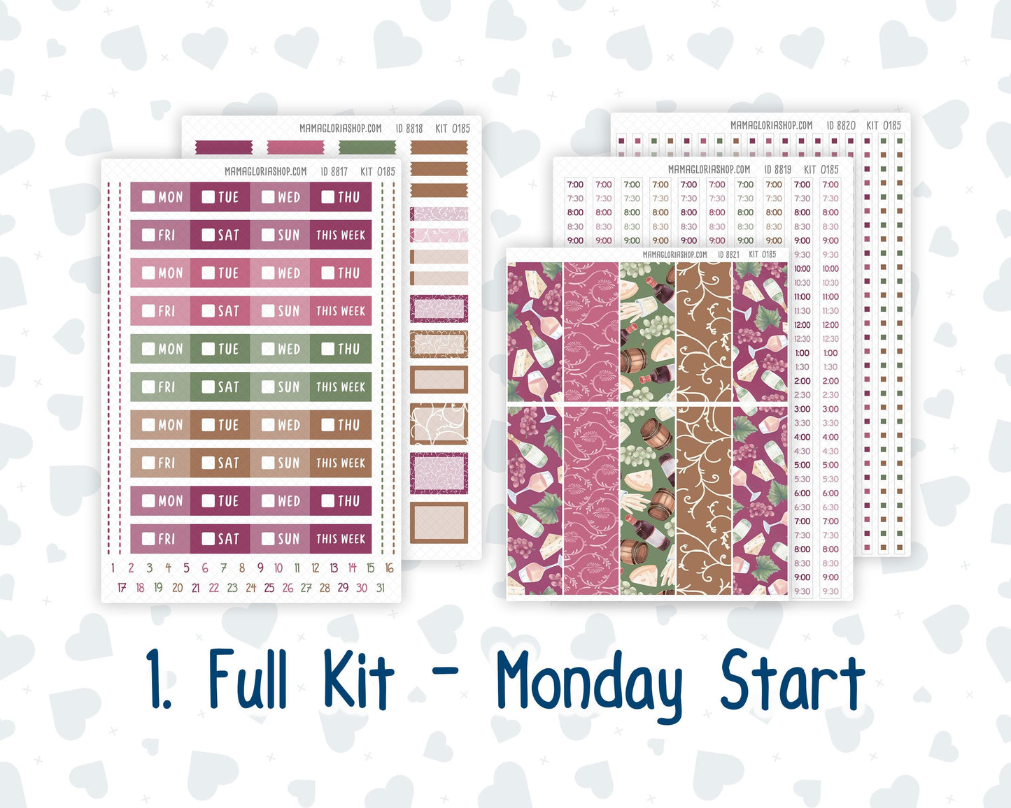 Kit 0185 Laurel Denise Standard Size – Weekly - Vertical Layout - Wine Time - September - Fall