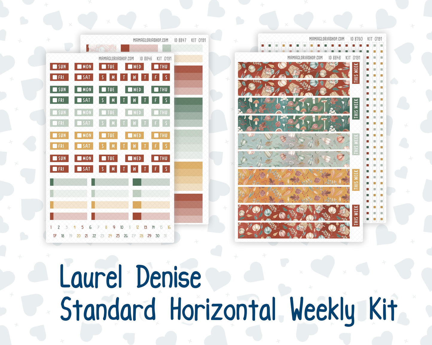 Kit 0191 Laurel Denise Standard Size – Weekly - Horizontal Layout -Autumn Harvest - October- Fall