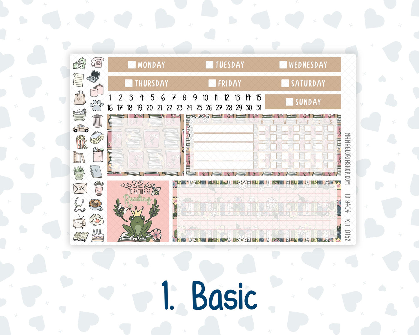 Kit 0152 7x9 Plum Paper Vertical Priorities - Froggy Reads - Planner