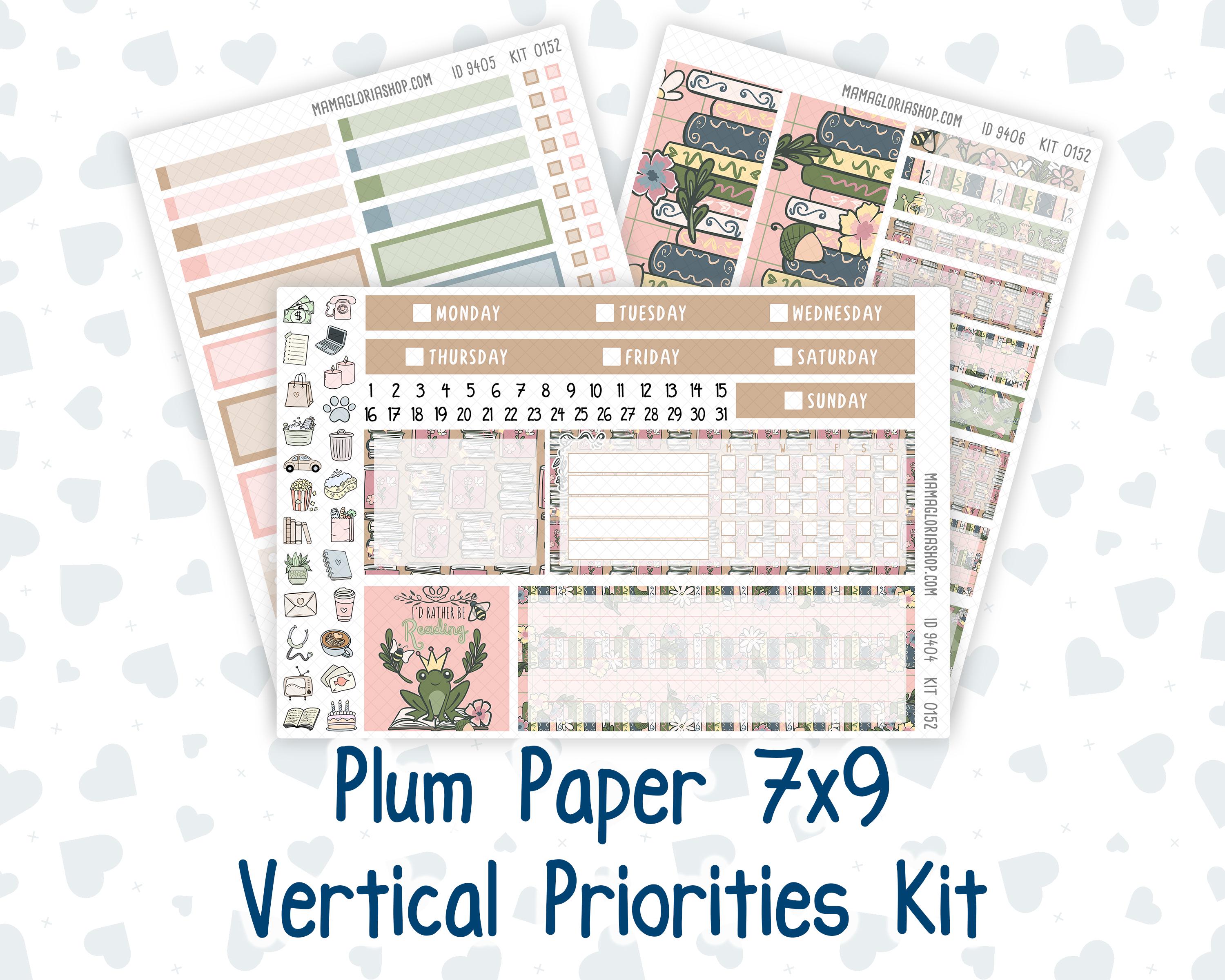 Kit 0152 7x9 Plum Paper Vertical Priorities - Froggy Reads - Planner ...