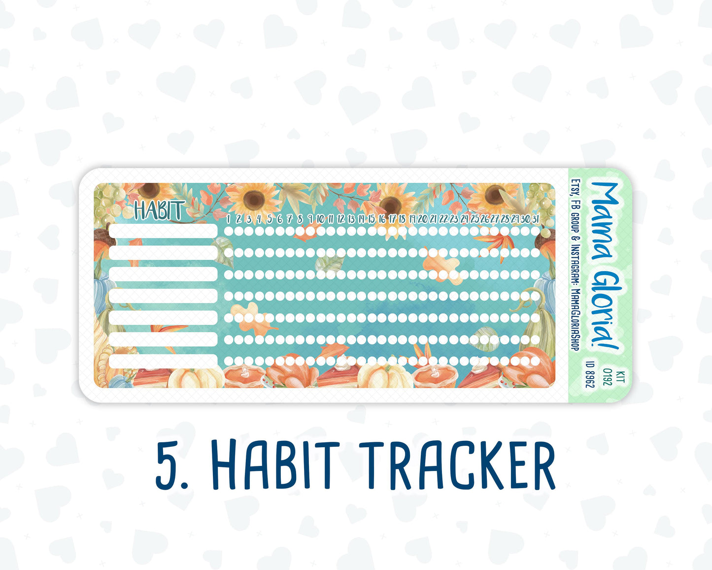 Kit 0192 - 7x9 - Thanksgiving - November- Autumn- Notes Pages - Dashboard Kit - Productivity Page