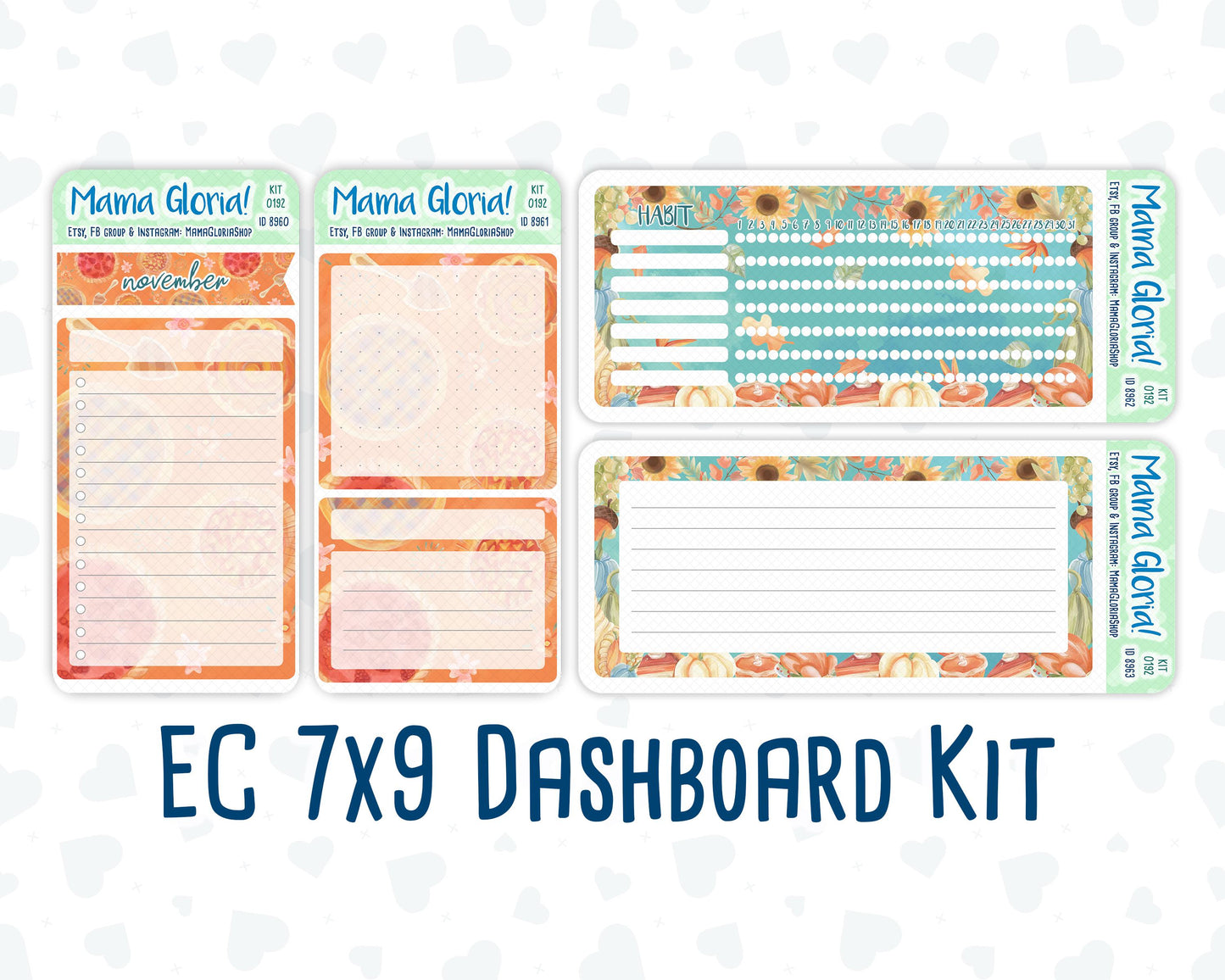 Kit 0192 - 7x9 - Thanksgiving - November- Autumn- Notes Pages - Dashboard Kit - Productivity Page