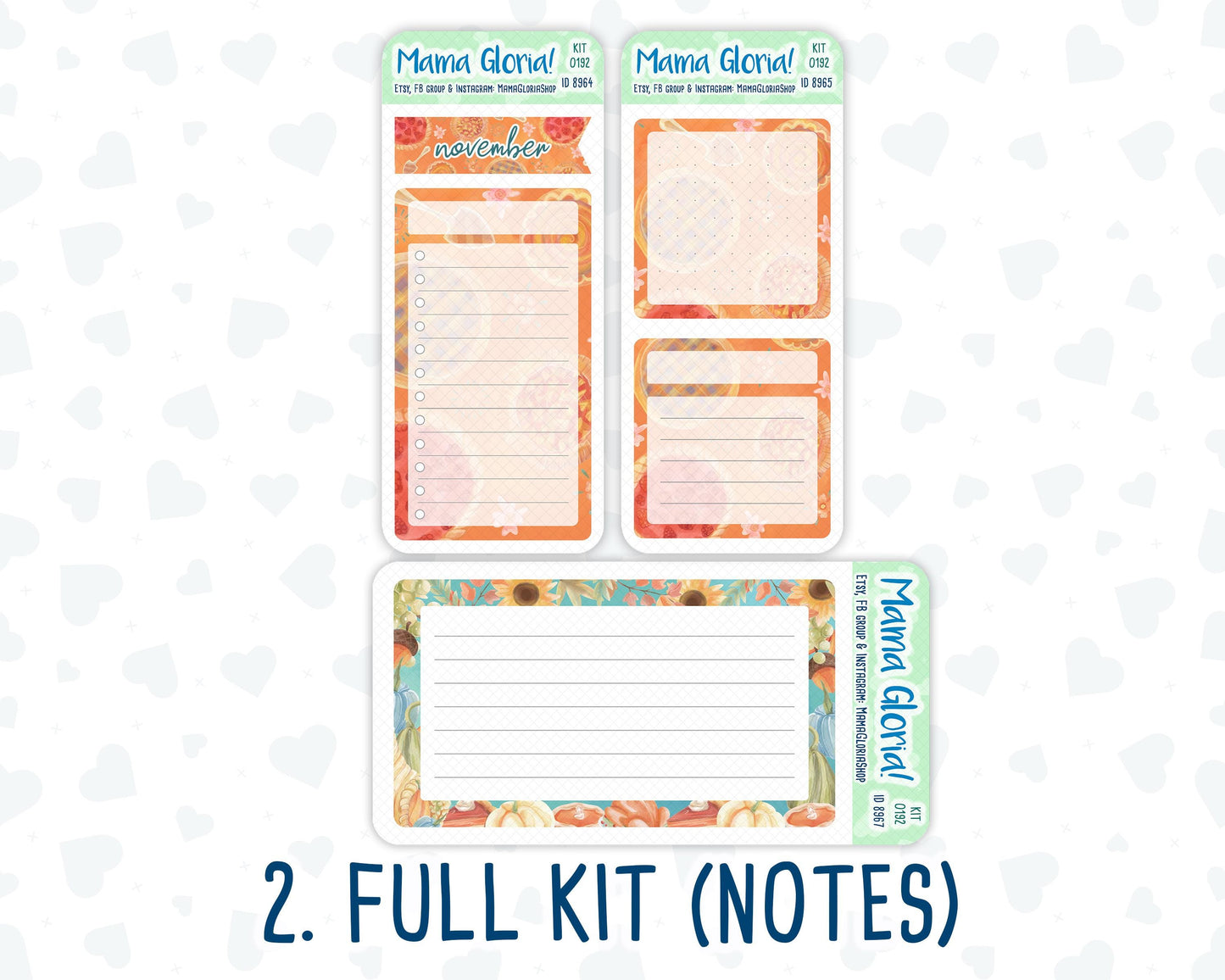 Kit 0192 - A5 - Thanksgiving - November - Autumn- Notes Pages - Dashboard Kit - Productivity Page