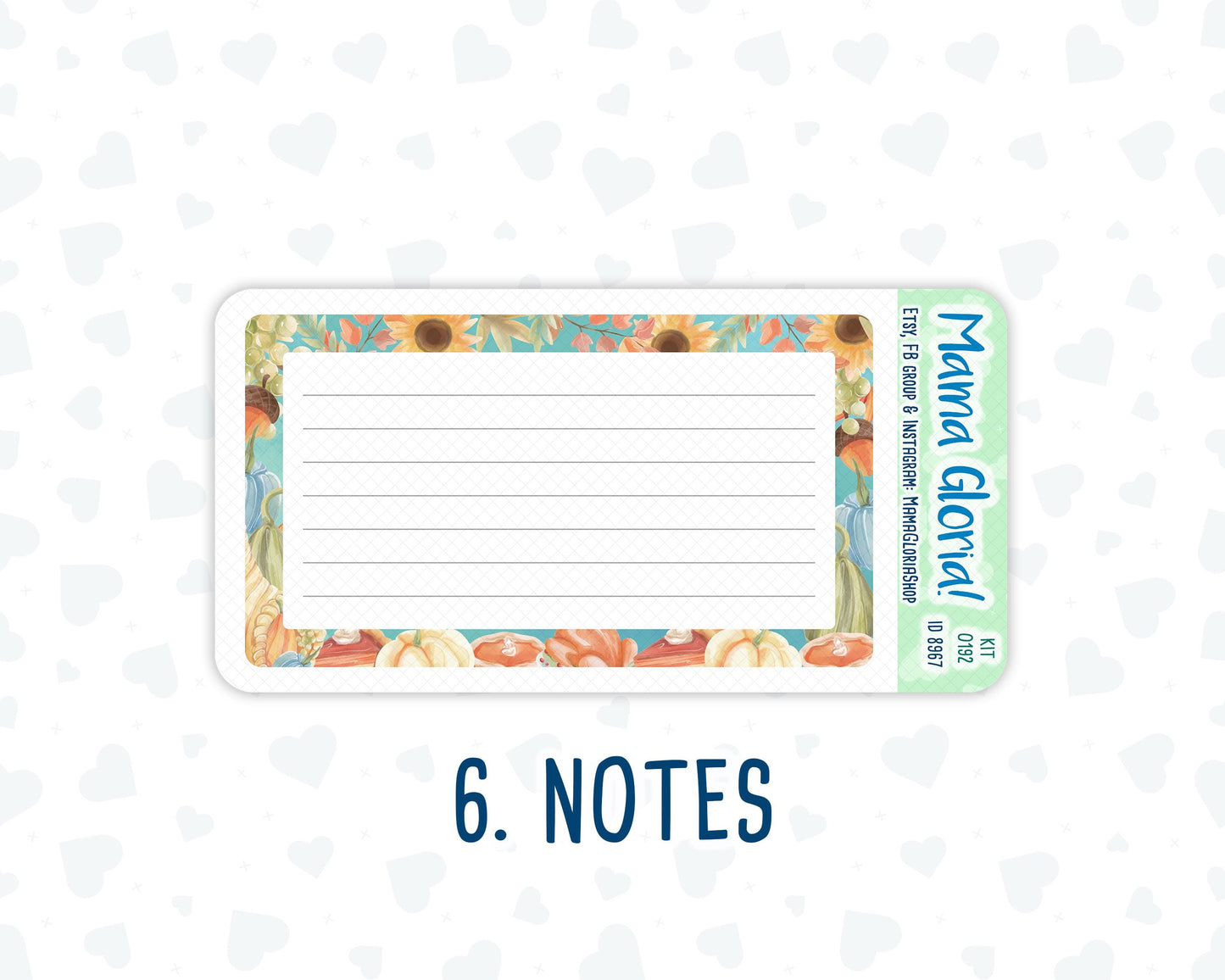 Kit 0192 - A5 - Thanksgiving - November - Autumn- Notes Pages - Dashboard Kit - Productivity Page