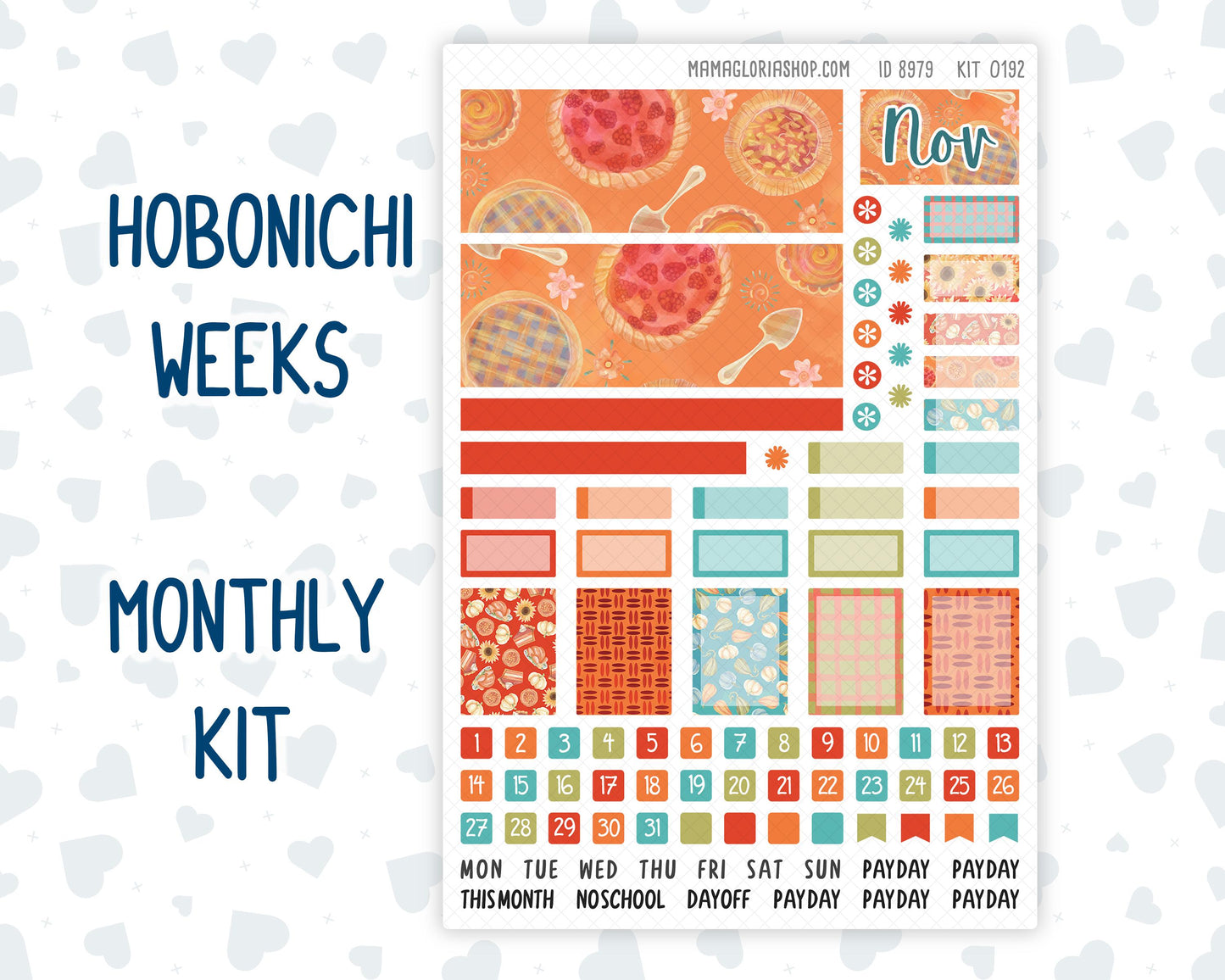 Kit 0192 Hobonichi Weeks – Monthly – Thanksgiving - November - Fall