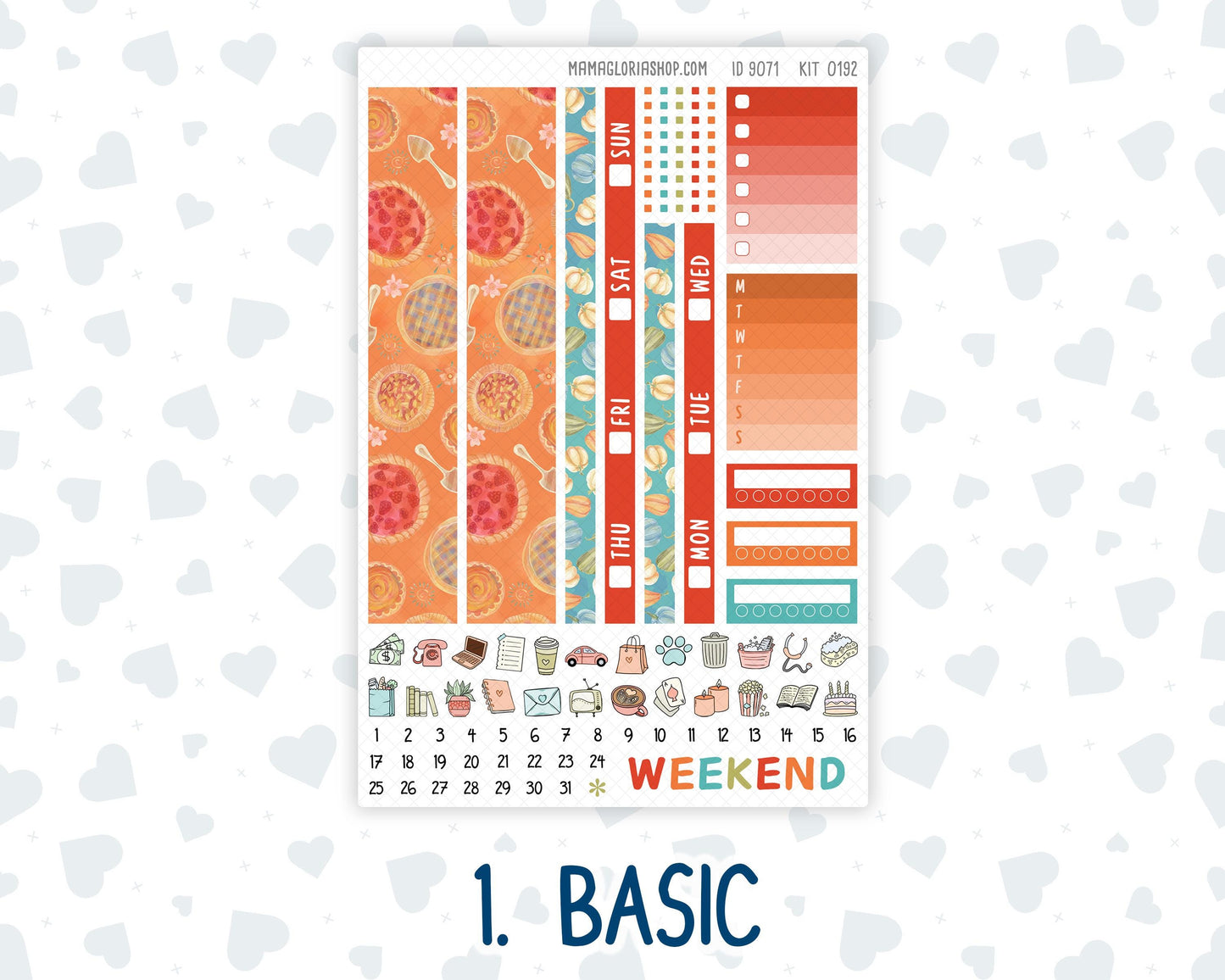 Kit 0192 Hobonichi Cousin – Weekly Kit – 1.3” Wide Columns - Thanksgiving - November - Fall