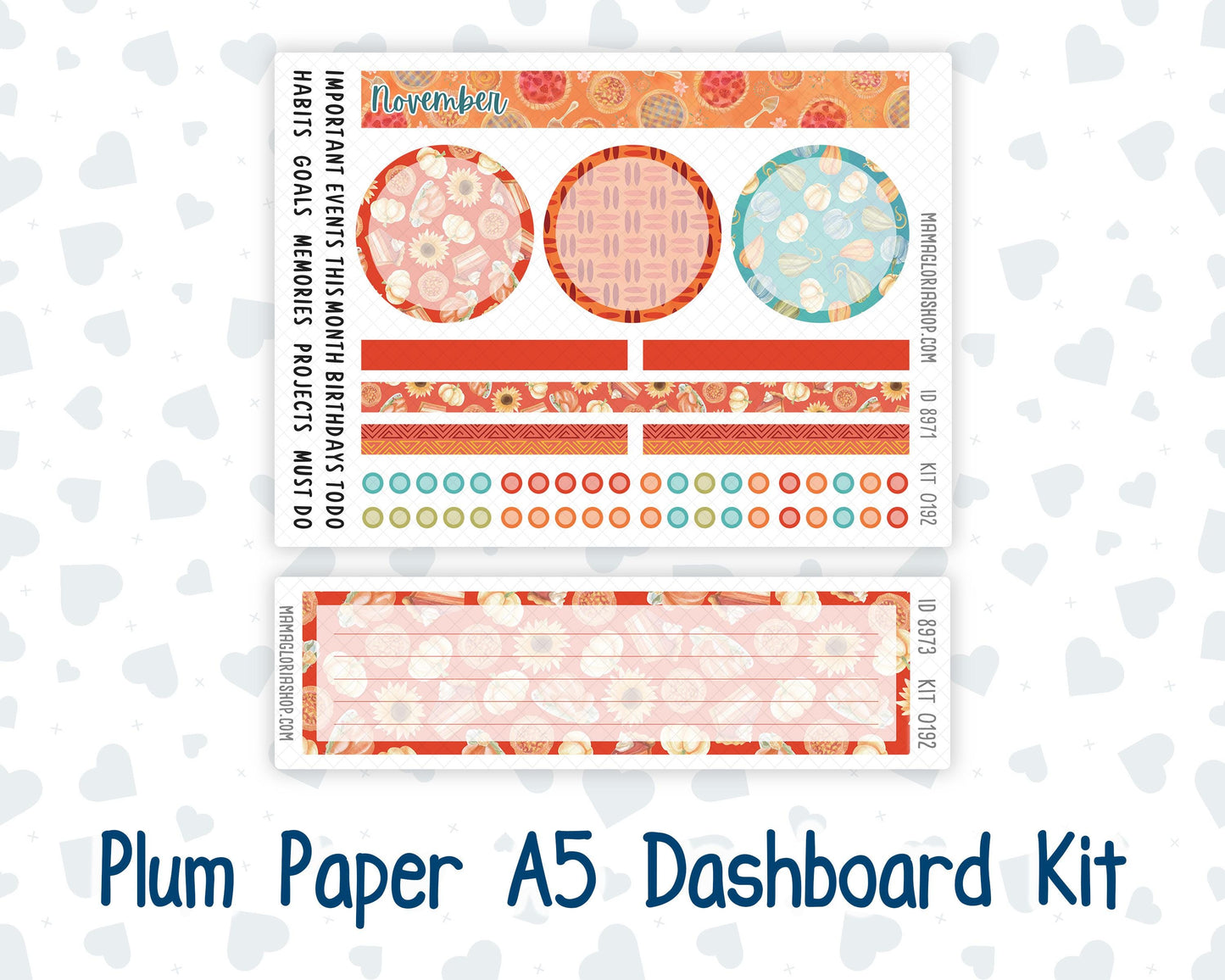 Kit 0192 Plum Paper A5– Dashboard - Thanksgiving - November - Autumn