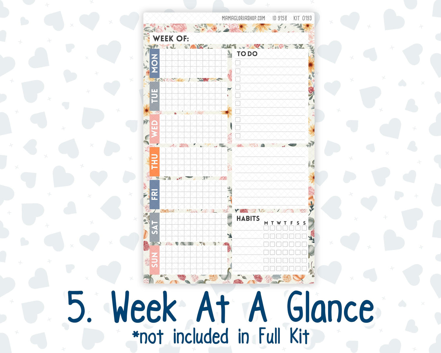 Kit 0193 A5 Plum Paper Daily - Harvest Blooms - November - Fall - Autumn - Planner