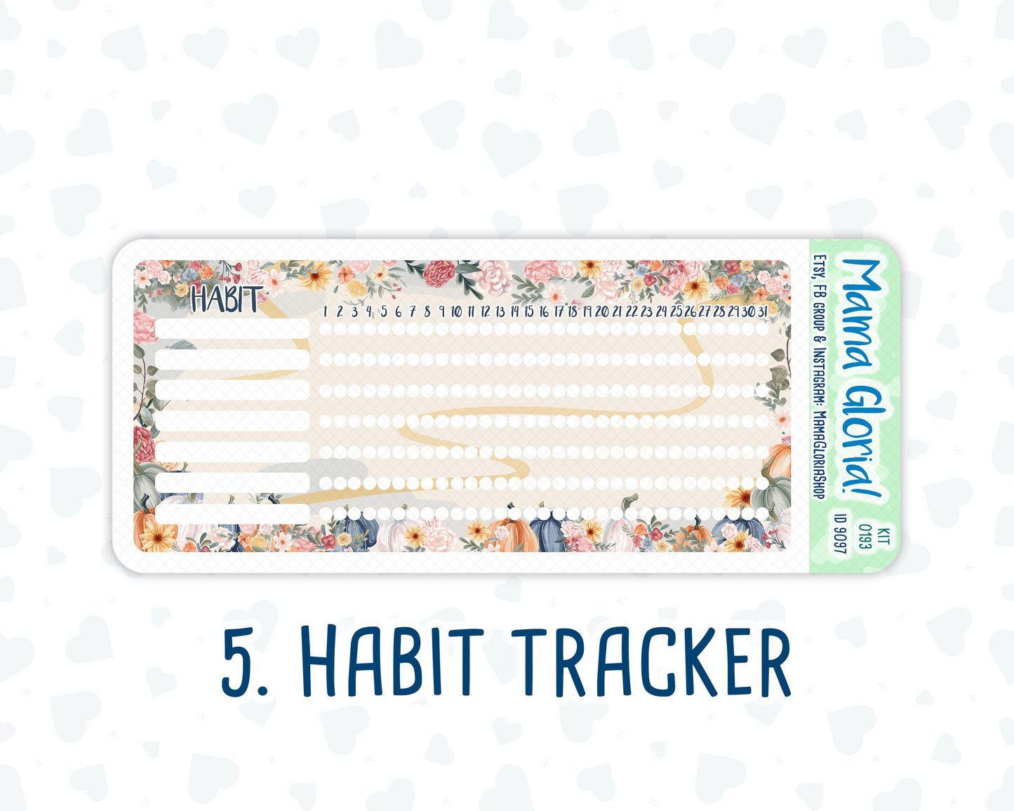 Kit 0193 - 7x9 - Harvest Blooms- November- Autumn- Notes Pages - Dashboard Kit - Productivity Page