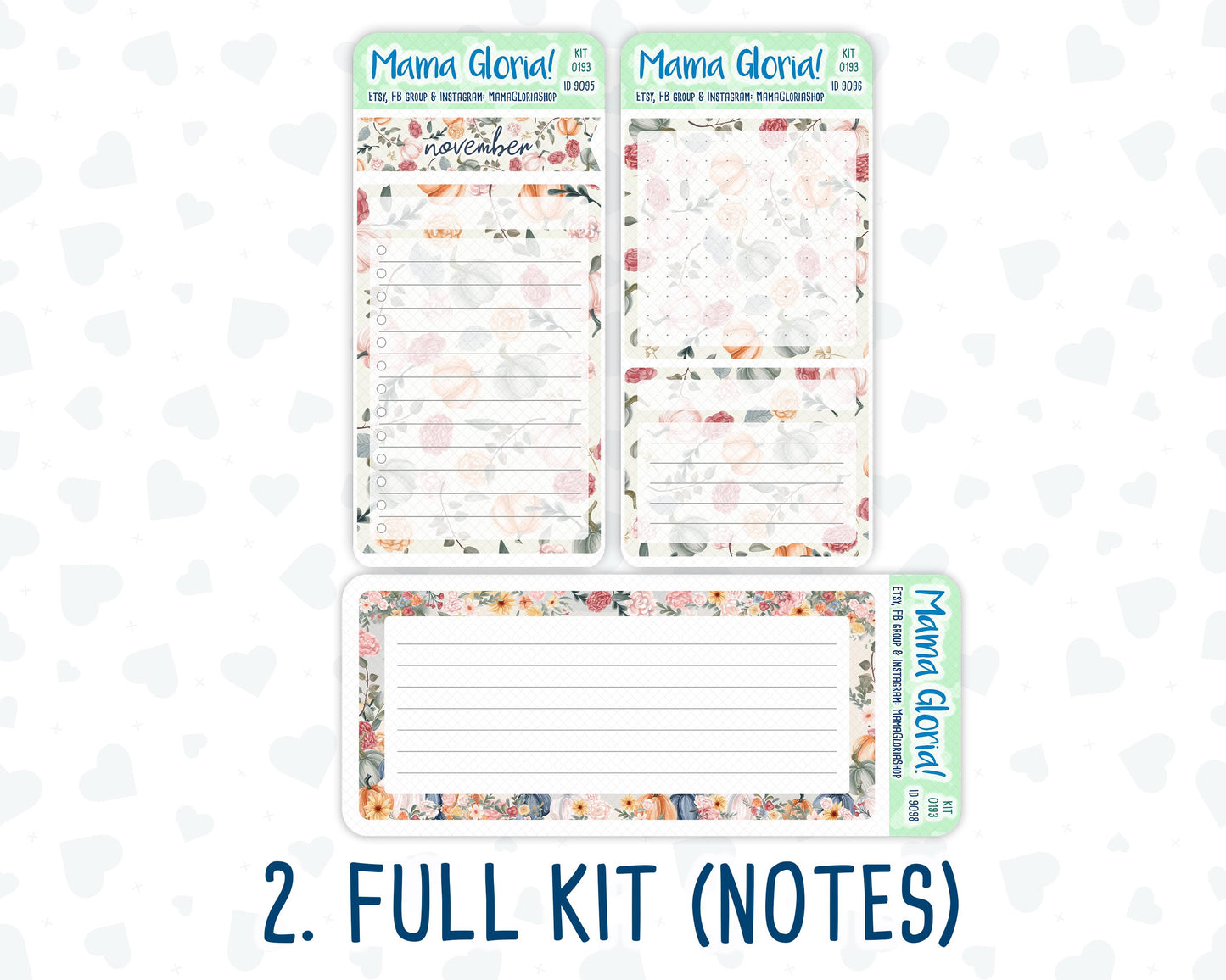 Kit 0193 - 7x9 - Harvest Blooms- November- Autumn- Notes Pages - Dashboard Kit - Productivity Page