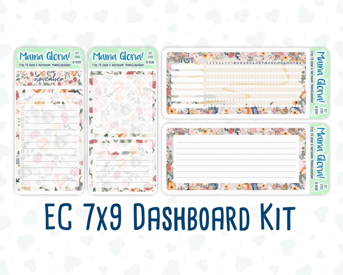 Kit 0193 - 7x9 - Harvest Blooms- November- Autumn- Notes Pages - Dashboard Kit - Productivity Page