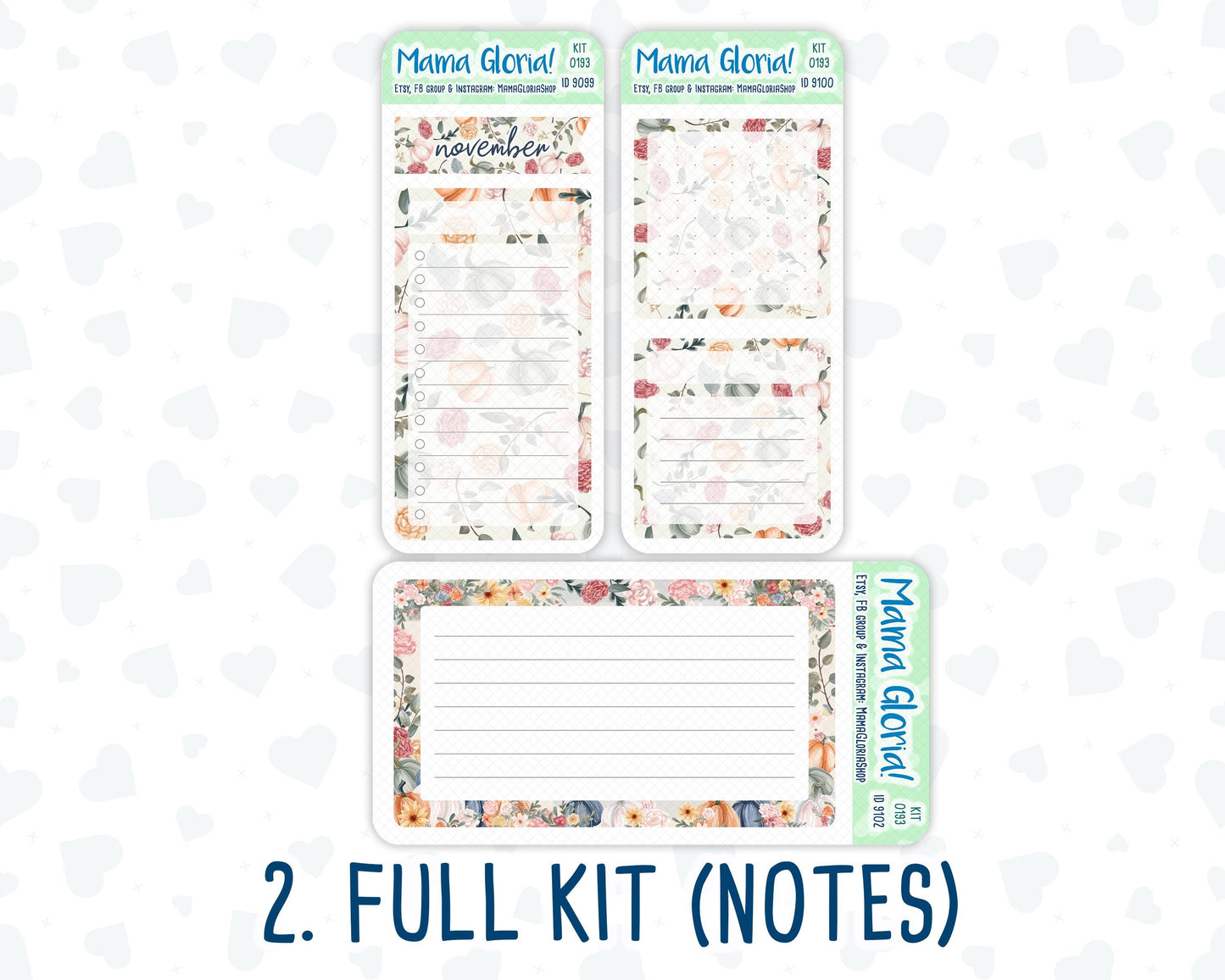 Kit 0193 - A5 - Harvest Blooms - November - Autumn- Notes Pages - Dashboard Kit - Productivity Page